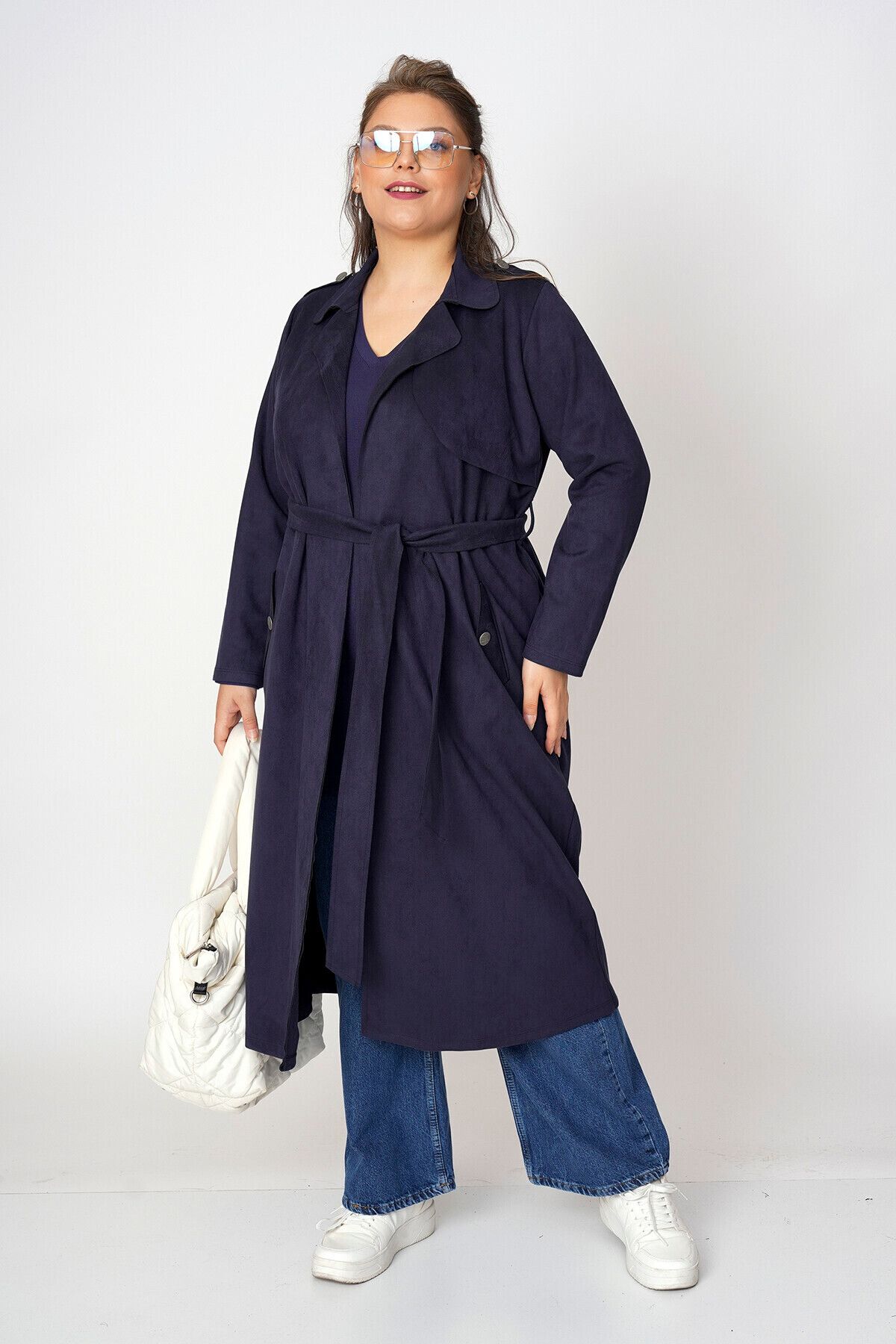 Büyük Moda-Suede Trench Coat 3