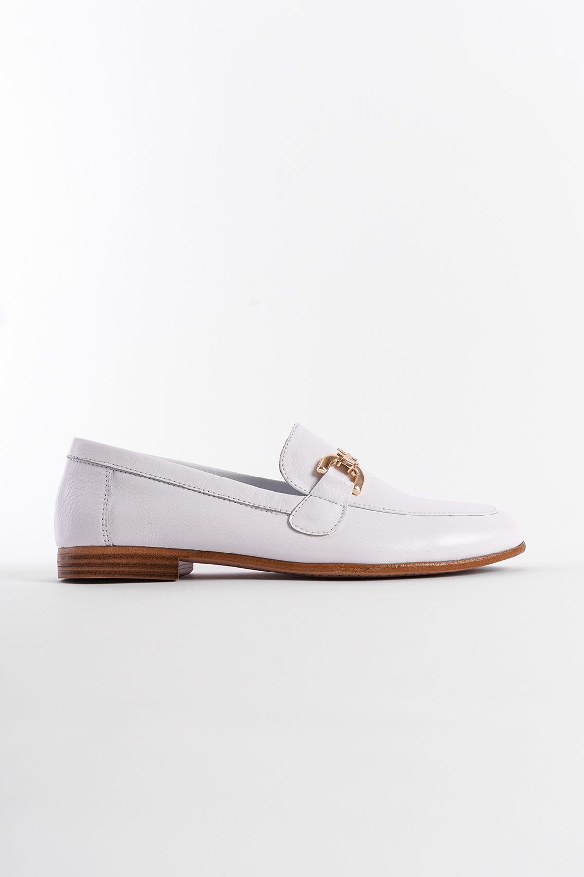 لوفر سفید زنانه چرمی واقعی Loafer اورجینال Capone Outfitters