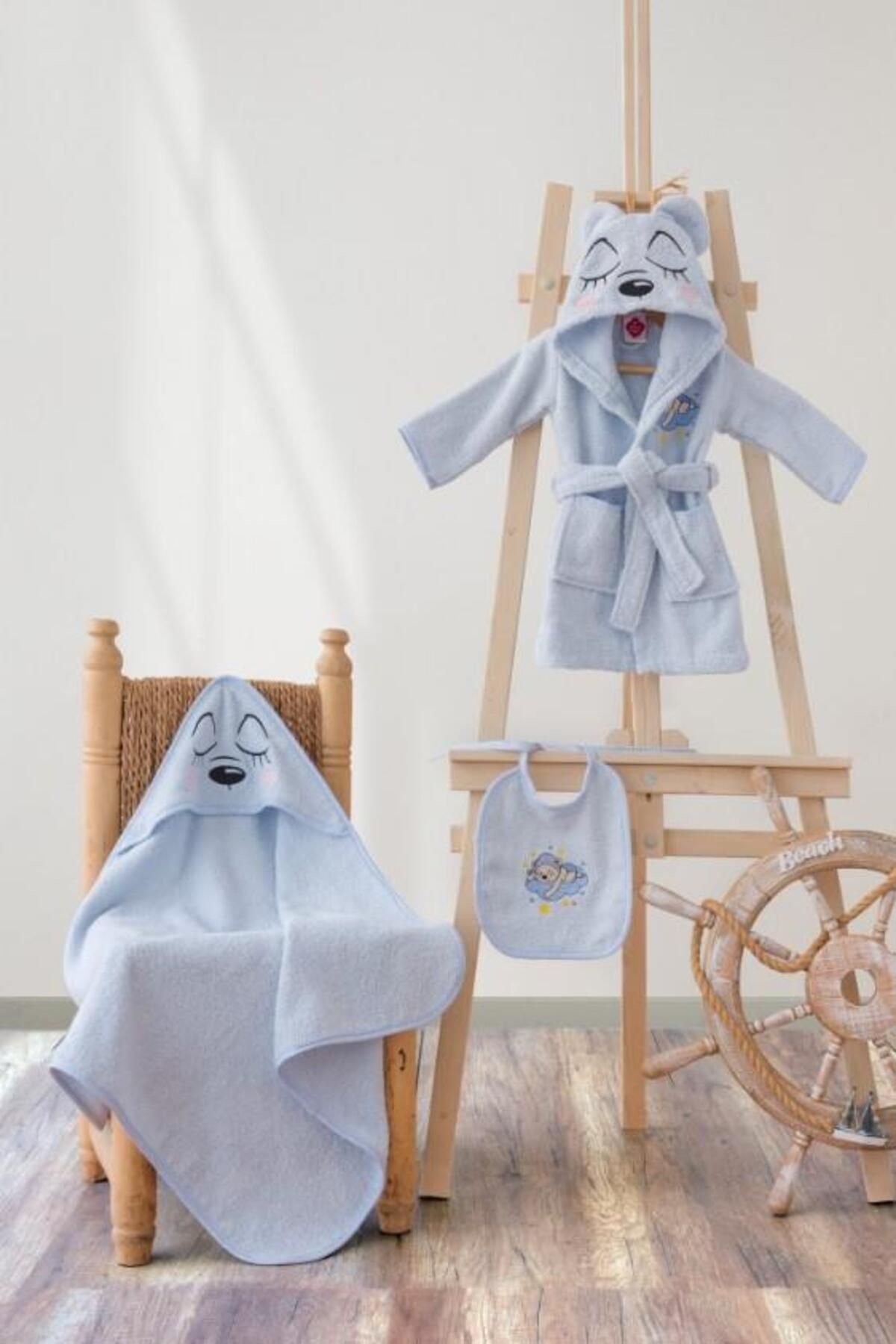 Ceet Markets-Bear Blue Baby Bathrobe Set 1