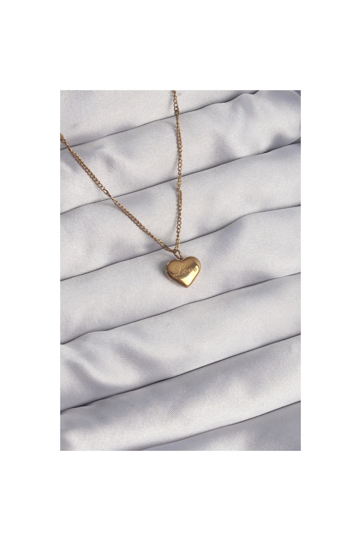 Narnuga 316L Çelik Gold Renk Kalp Model Love Kolye - TJ-BKO8931