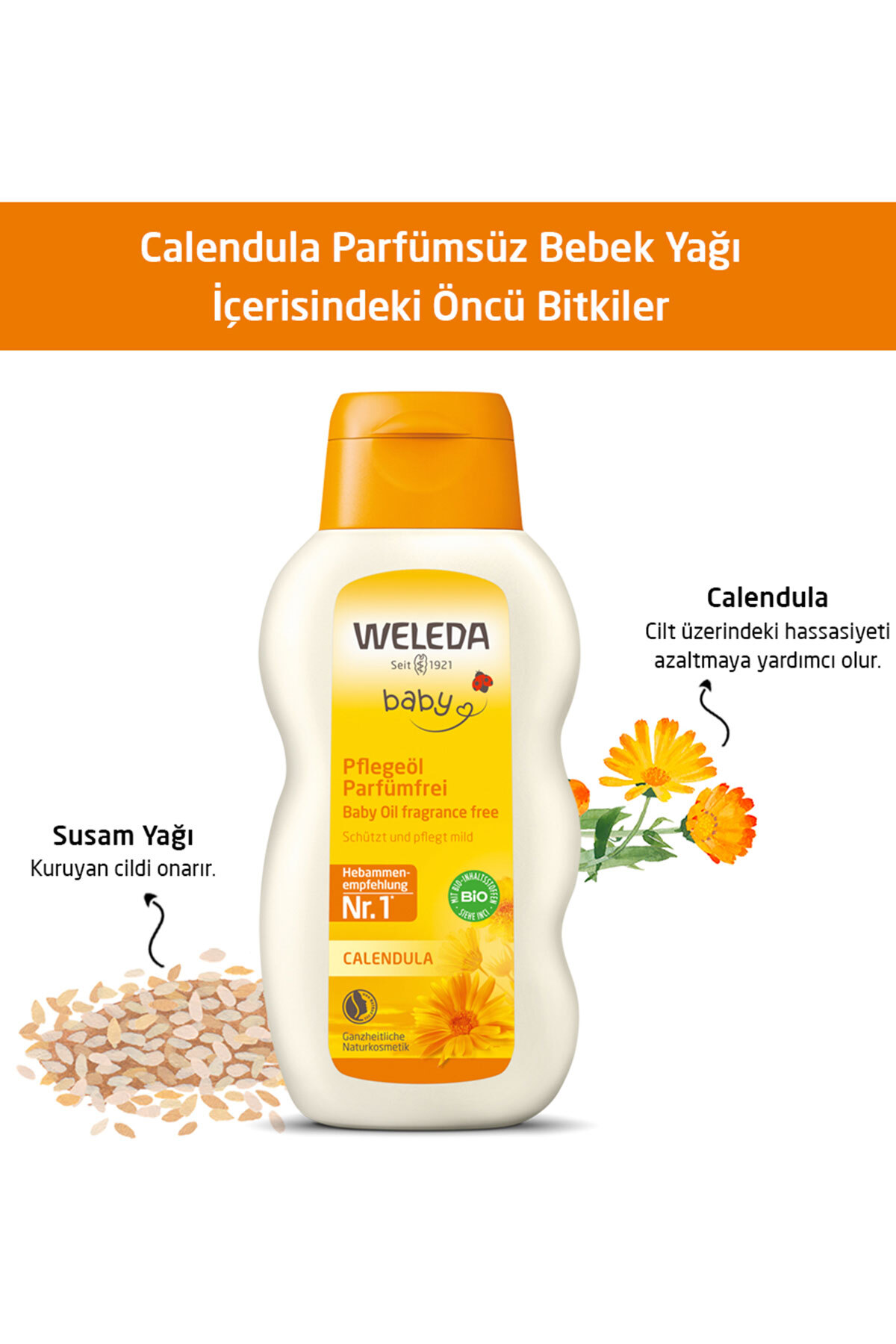 Weleda Calendula Organik Bebek Yağı 200 ml Parfümsüz fotoğrafı 3 (önizleme)