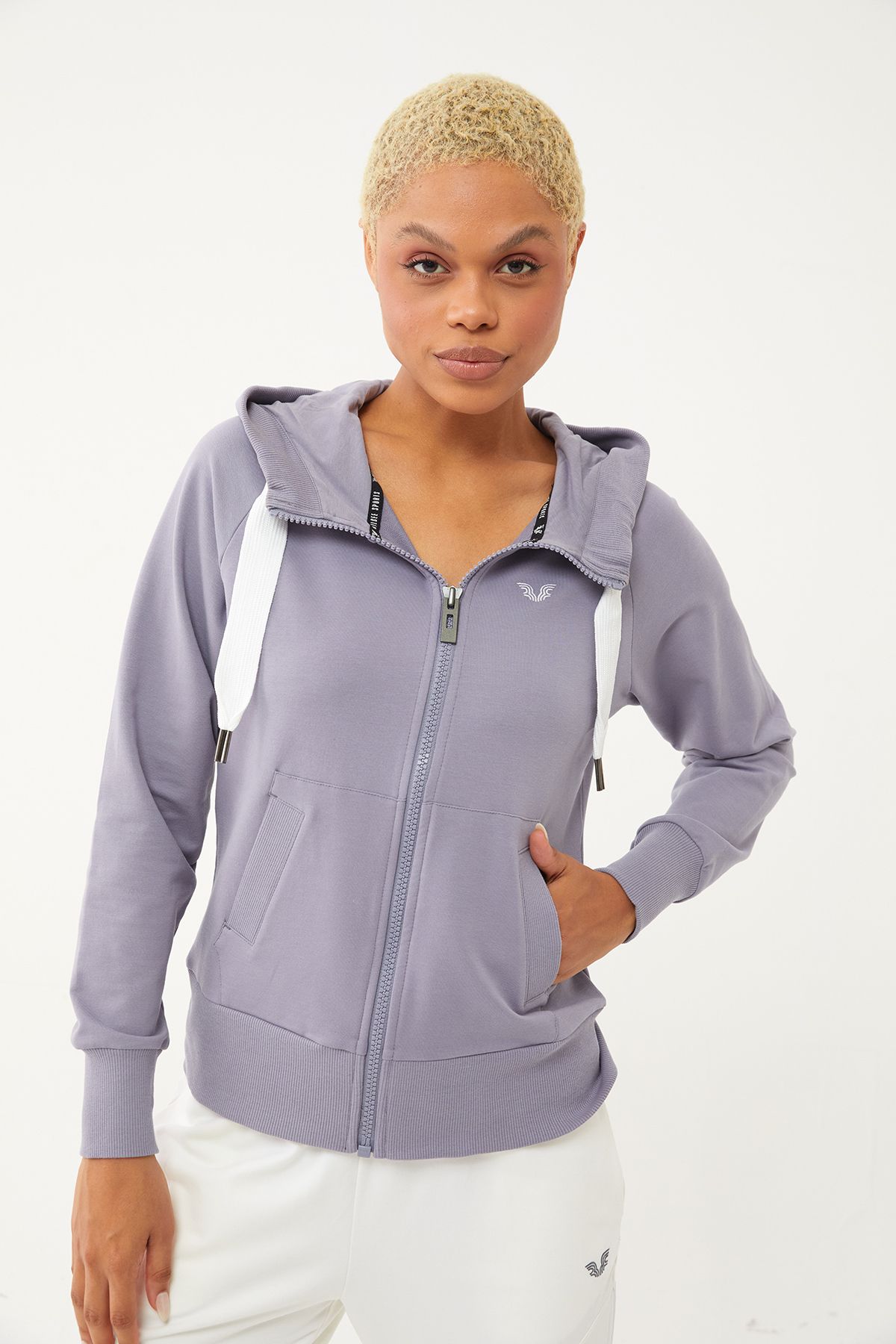 bilcee-Light Granite Organic Cotton Hooded Tracksuit - Zippered, Sports & Casual Basic 0728 3