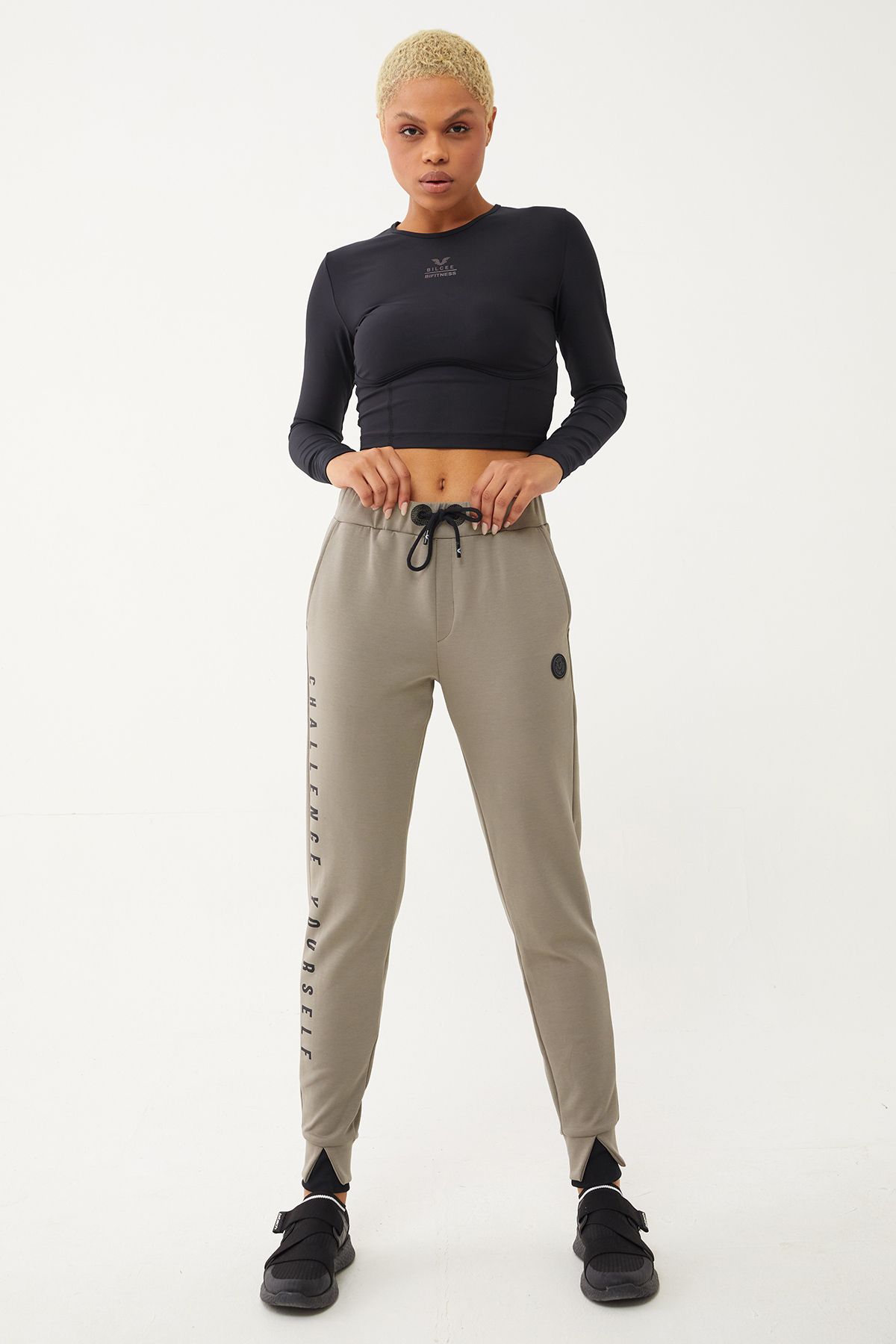 bilcee-Soft Textured Lycra Women's Jogger Sweatpants - Pockets, Fashion, Casual and Sports 1589 3