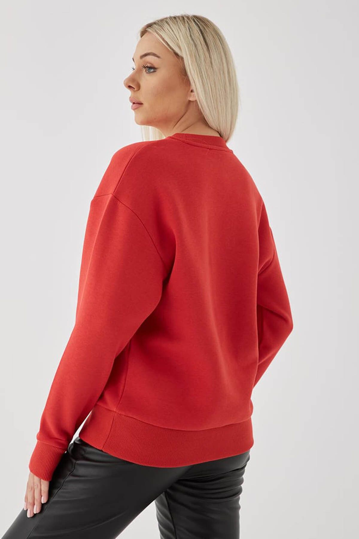 Fashion Friends-Kadın Sweatshirt Kırmızı 24k0846k1 4