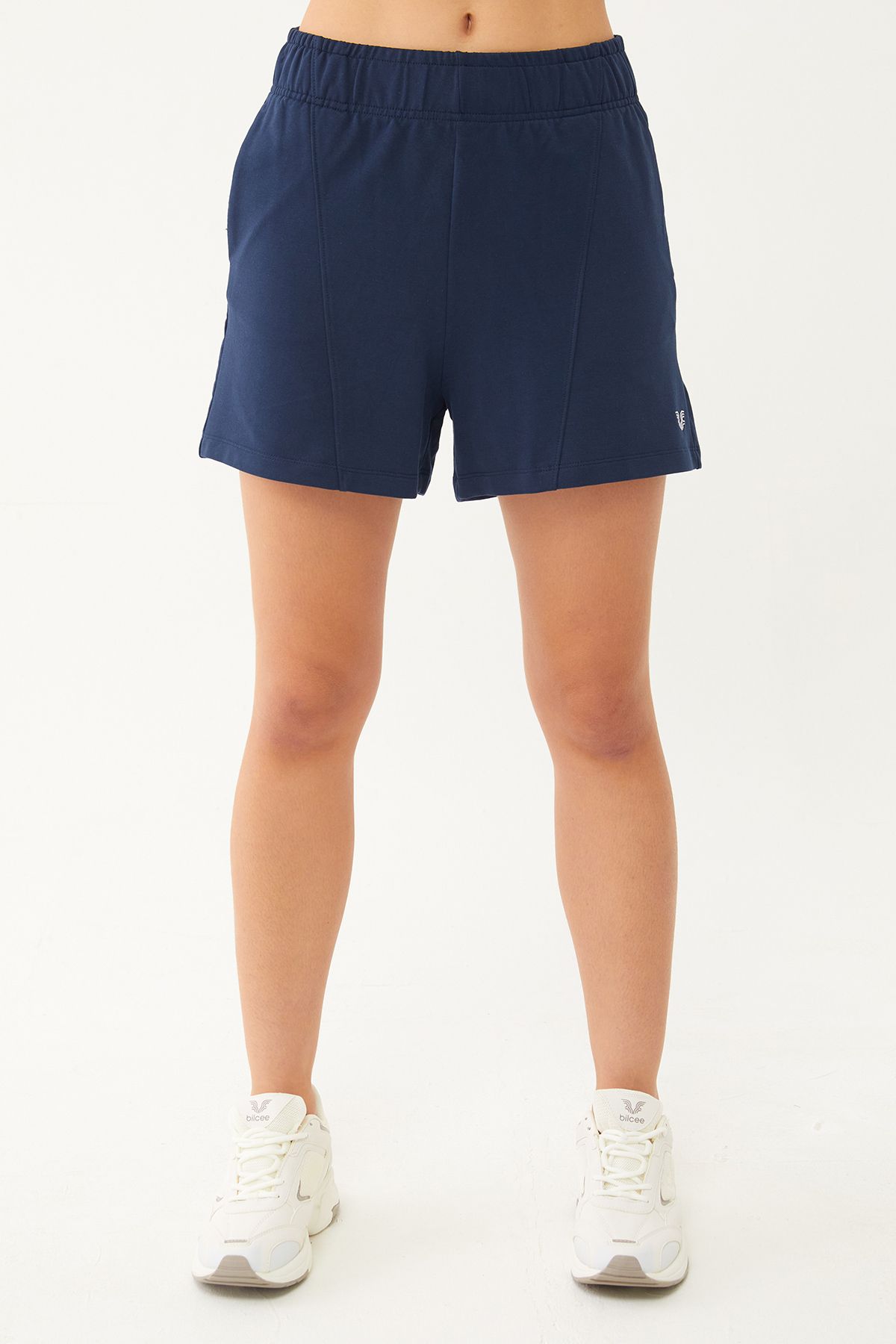 bilcee-Navy Blue Women's Mini Shorts - Organic Cotton, Pockets, Short, for Casual and Sports 0721 5