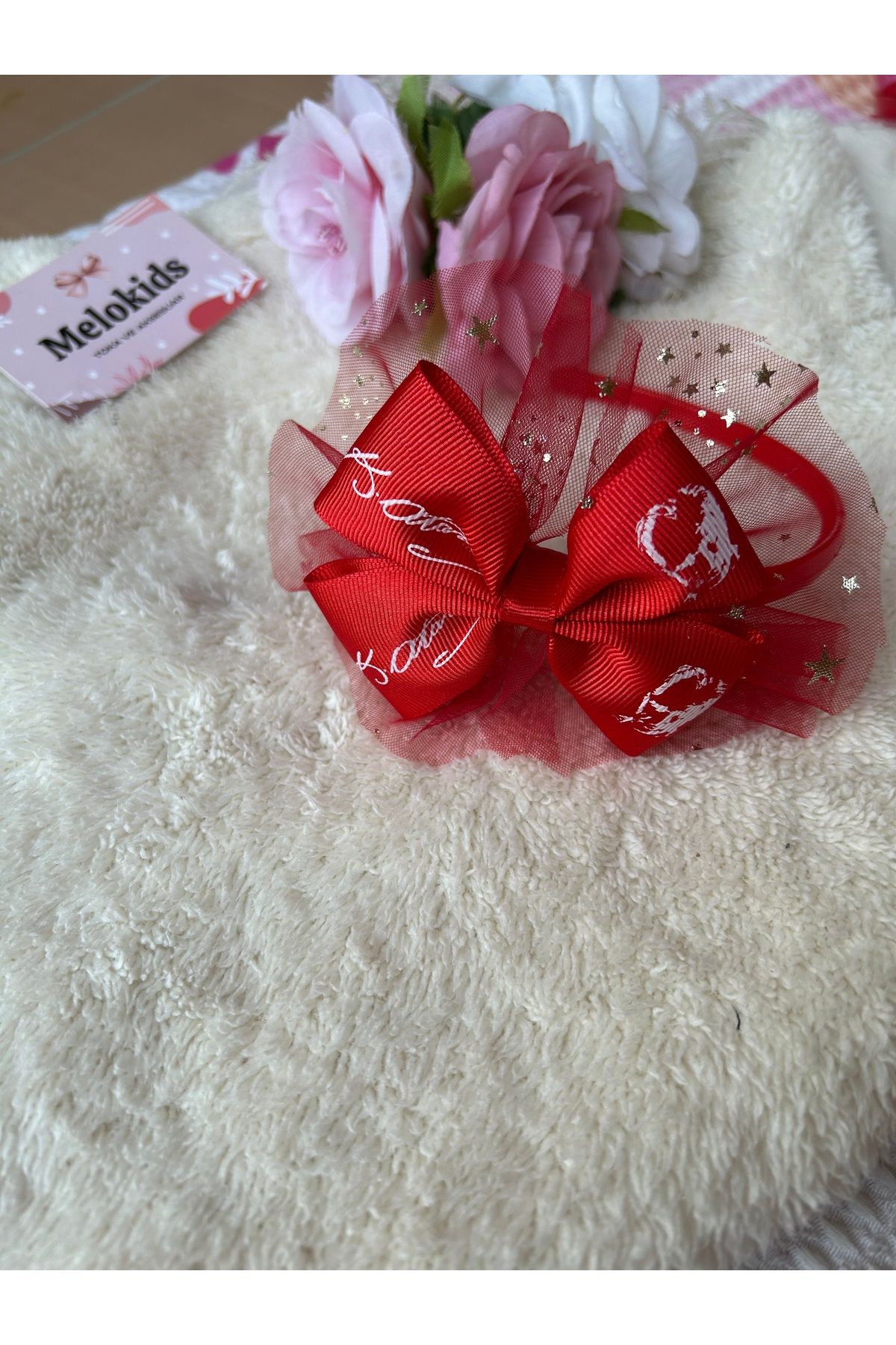 Melo-Atarürk Custom Made Crown Clasp with Printed Ribbon and Star Tulle Detail 3