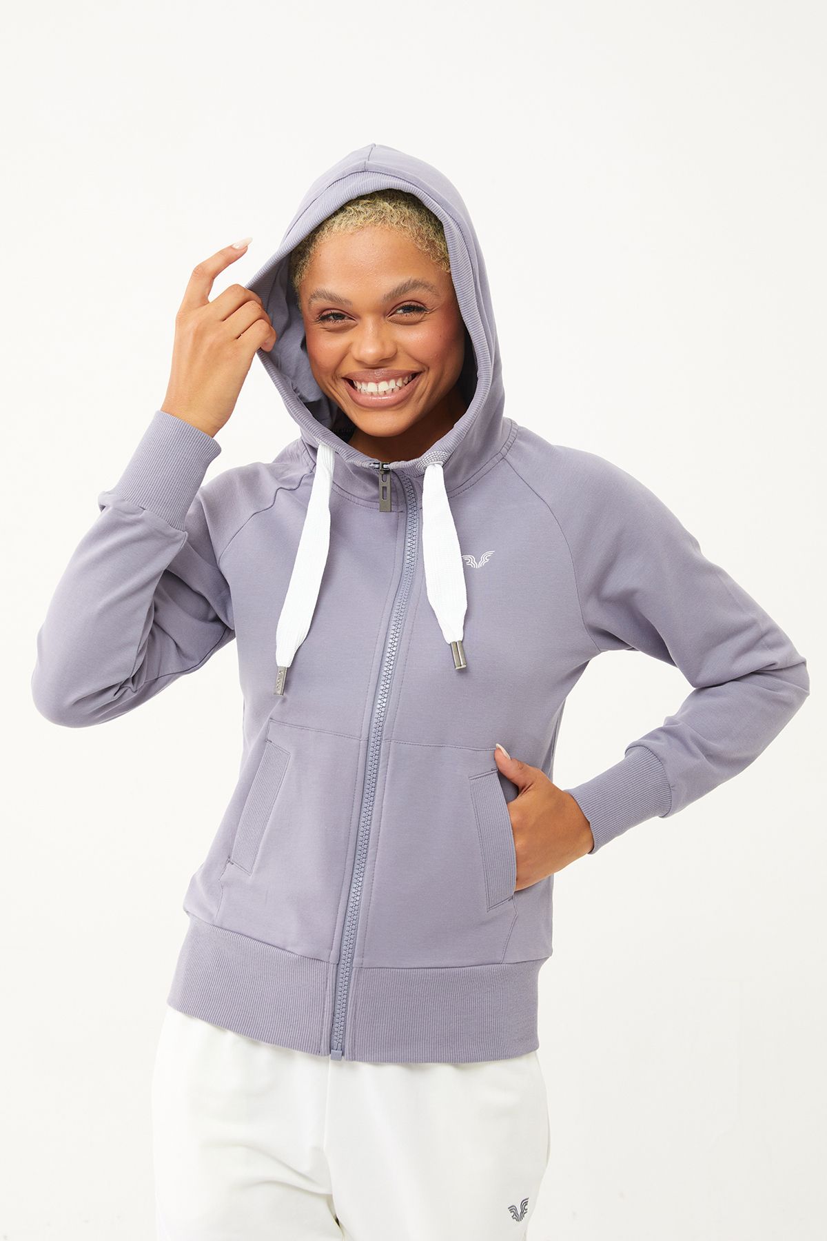 bilcee-Light Granite Organic Cotton Hooded Tracksuit - Zippered, Sports & Casual Basic 0728 8