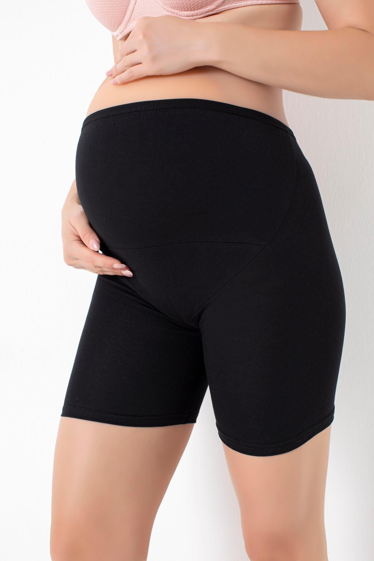 Arma Yıldız-Black Cotton Lycra Maternity Boxer Shorts 4