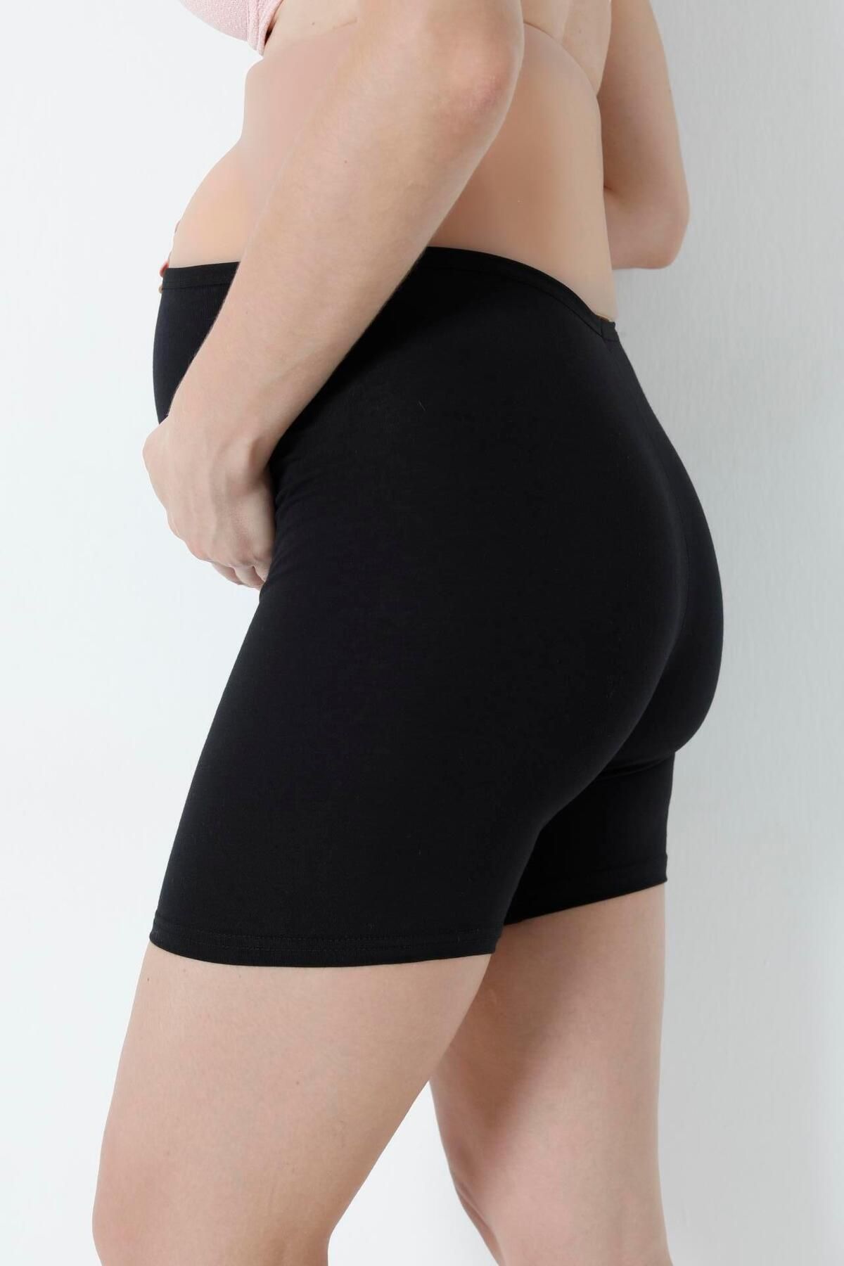 Arma Yıldız-Black Cotton Lycra Maternity Boxer Shorts 7