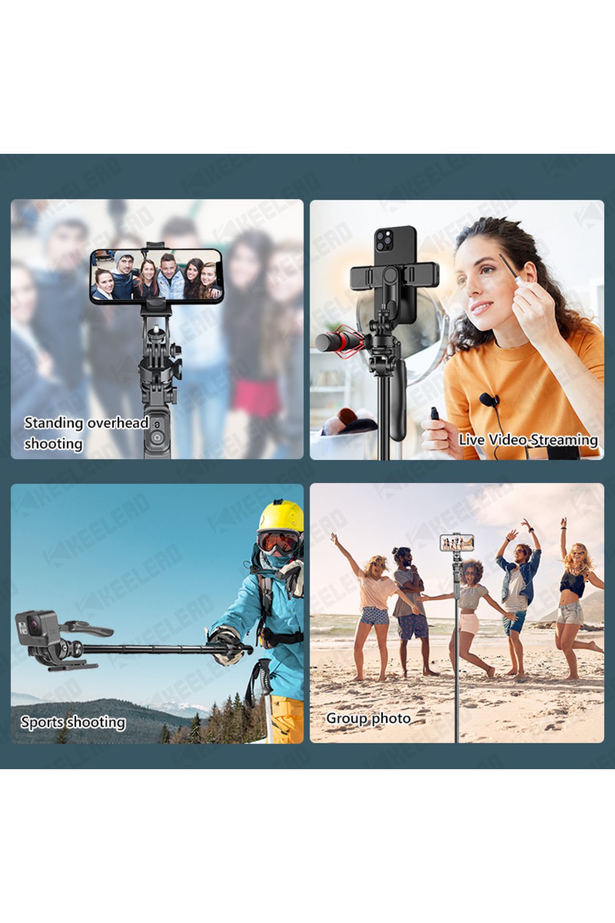 KEELEAD-Balance Steady Wireless Selfie Stick 80.9inch Tripod with Wireless Bluetooth Monopod for Gopro Ac... 7