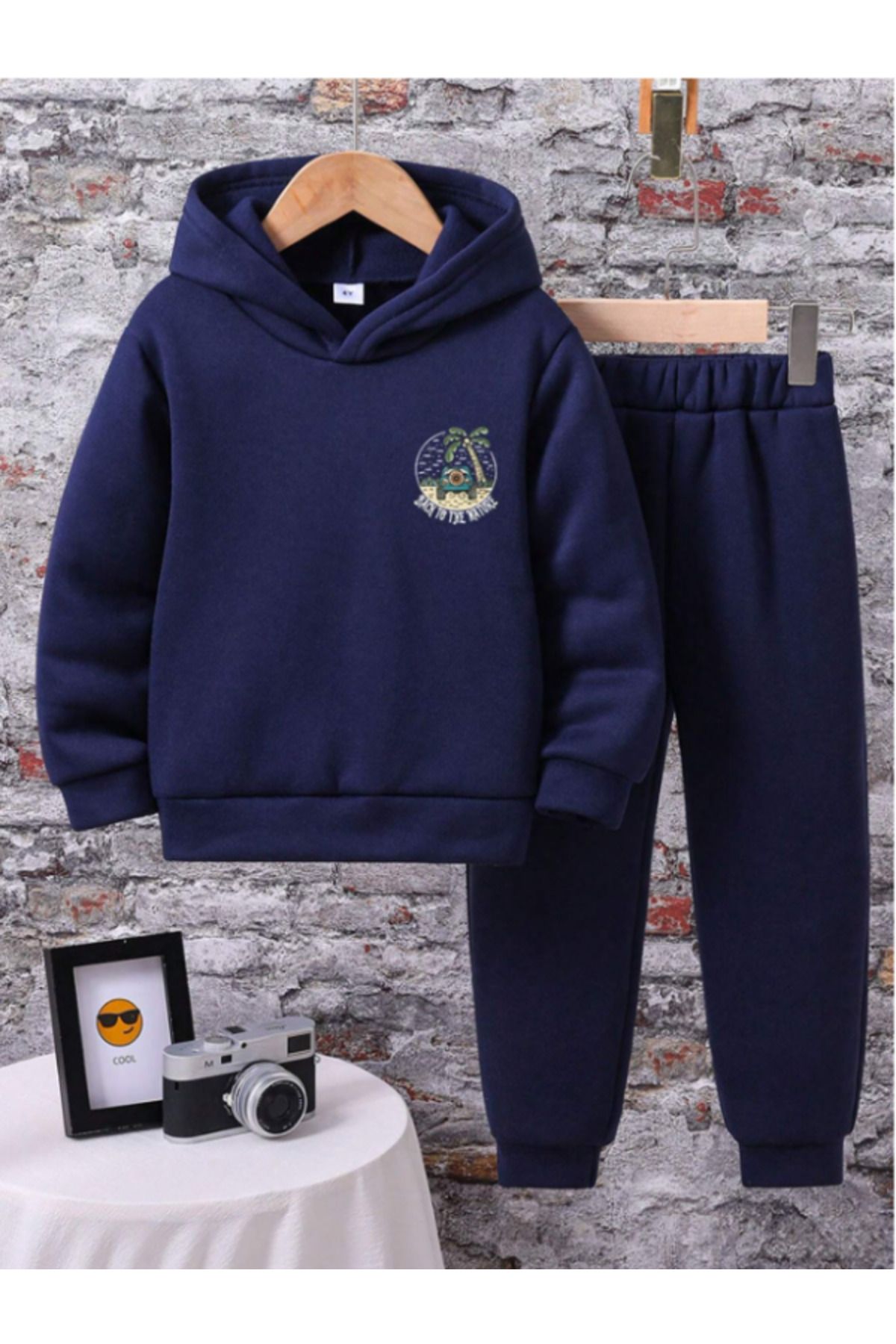 MOONBULL-Boy's Car Palm Back Printed Gray Hooded Tracksuit Set 2