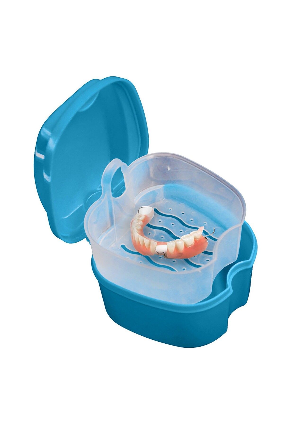 Choice-Denture Bath Box Case False Teeth Storage Box With Hanging Net Container 1