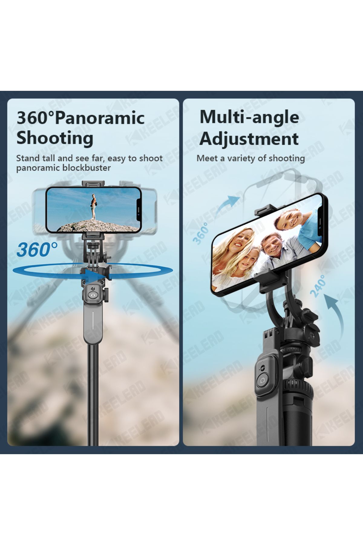 KEELEAD-Balance Steady Wireless Selfie Stick 80.9inch Tripod with Wireless Bluetooth Monopod for Gopro Ac... 5