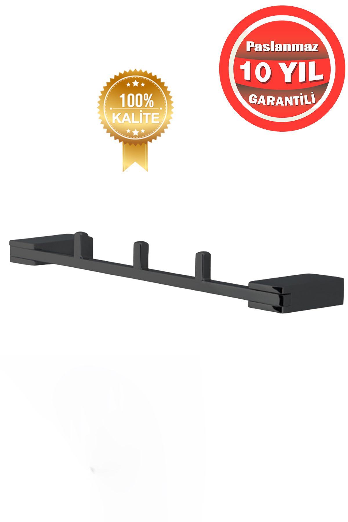 ÇELİK BANYO Paslanmaz Pirinç Mat Siyah Titanik 3'lü Set Askılık