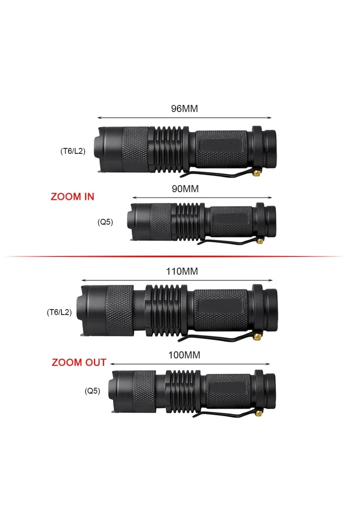 ATcomm-Ultra Bright Portable LED Flashlight 18650 14500 L2 T6 Q5 Lantern Adjustable Focus Torch for Outd... 5