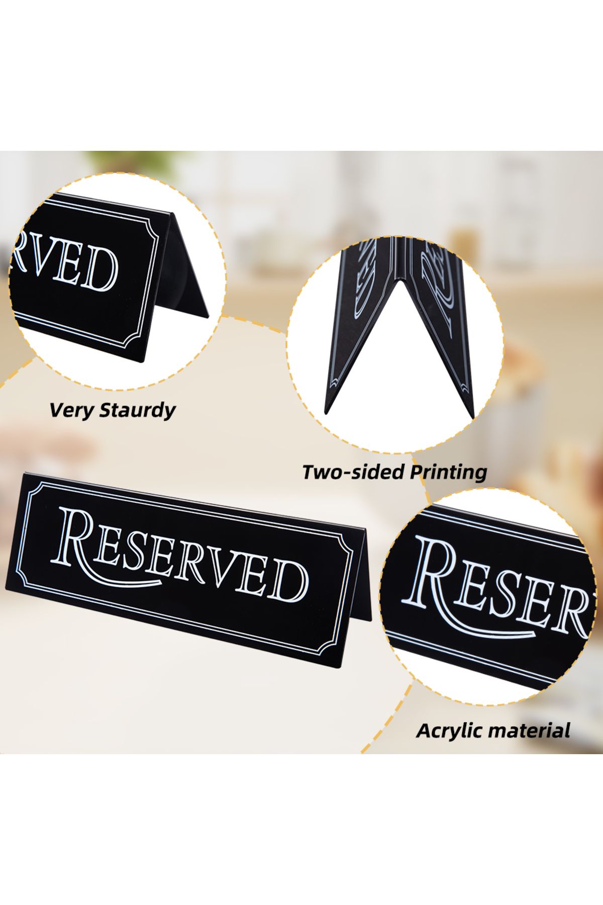 Choice-6 Pieces Acrylic Reserved Table Signs,Seating Background Reserved Signs for Tables Wedding Birthd... 5