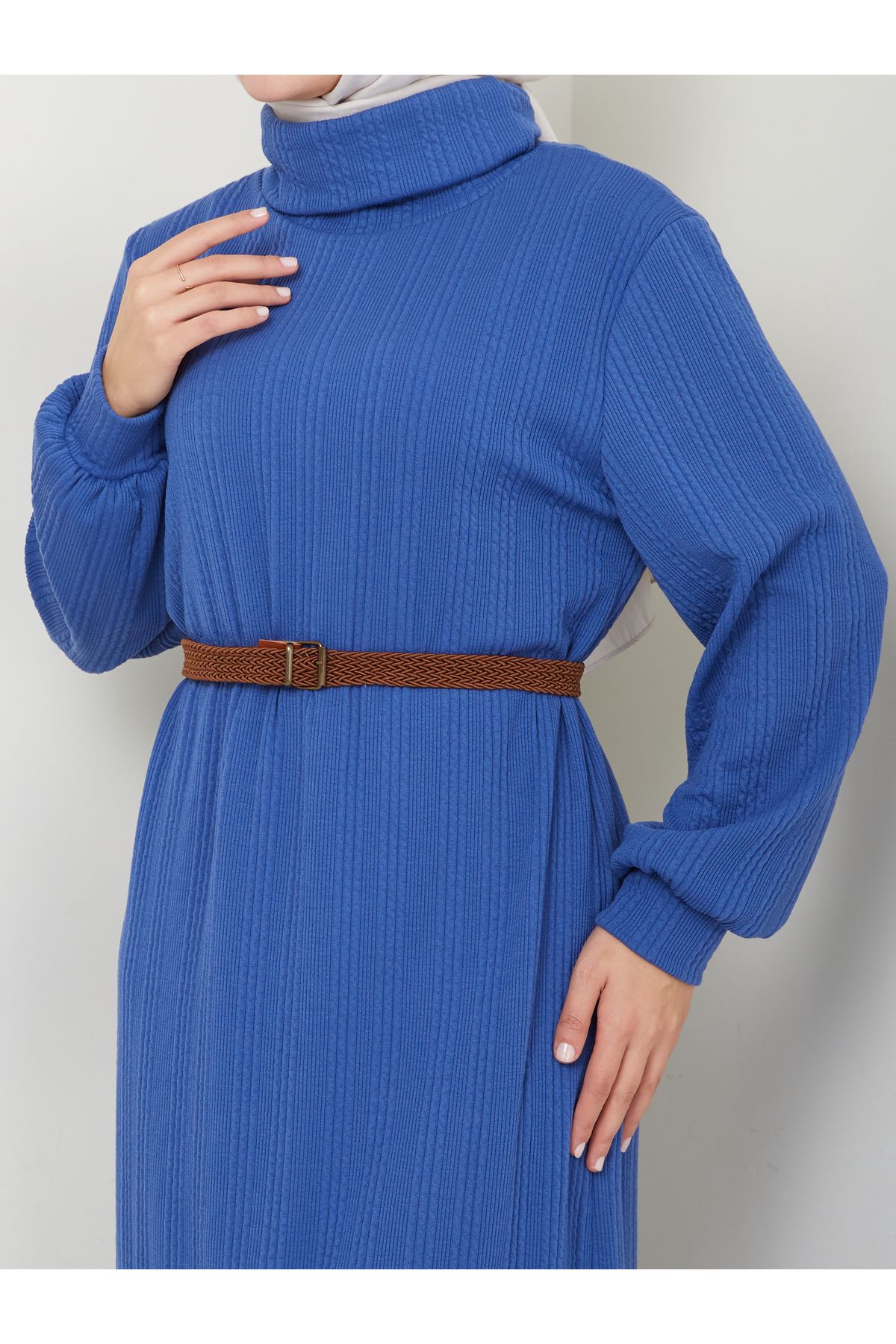 VOLT CLOTHİNG-Women's Belted Turtleneck Dress 6