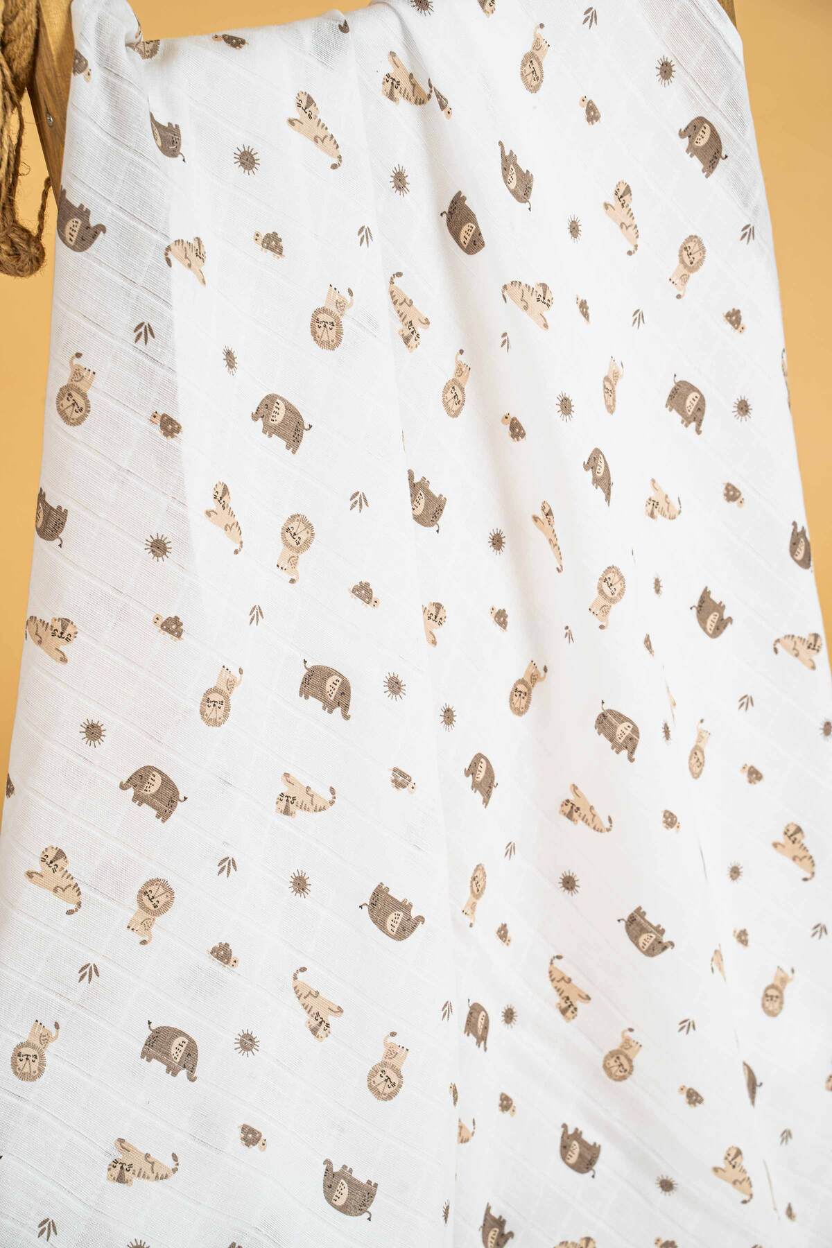 babynup Tek Katlı Yazlık Mini Safari Desenli Müslin Battaniye 120x120 Cm Naturel fotoğrafı 2 (önizleme)