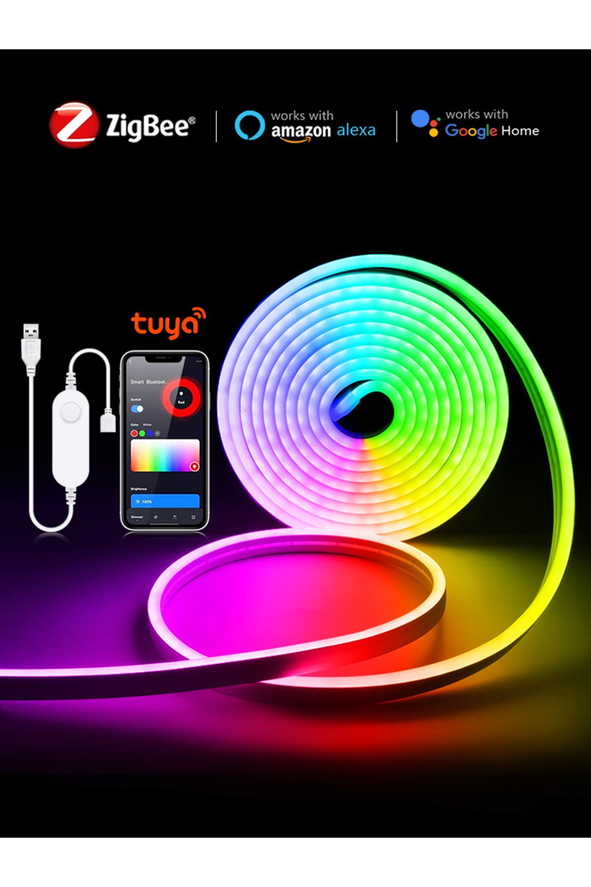 Lcamaw-RGB Neon Light 5V USB LED Strip Lights Zigbee 3.0 Controller Need Gateway Hub Bridge for Tuya Sma... 8