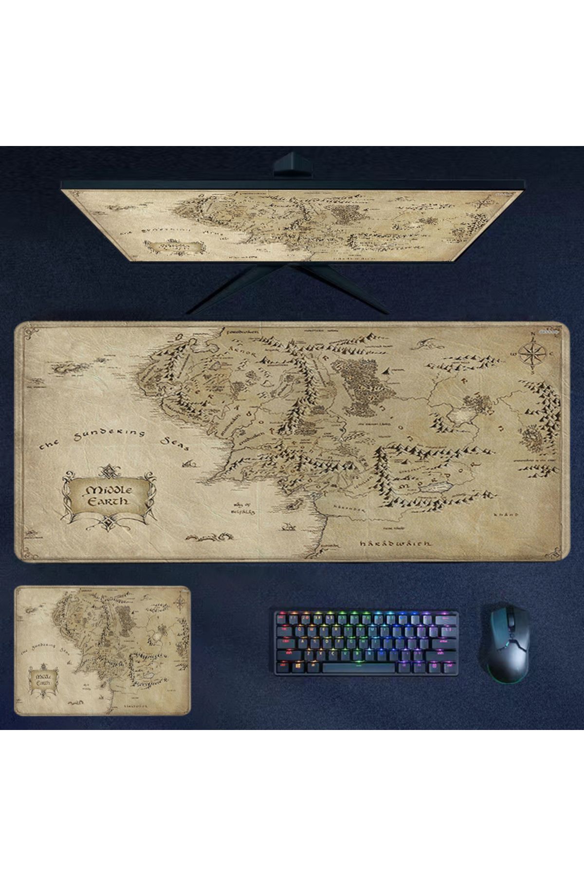 CSMY-Middle Earth Mouse Pad L-Lords of Rings Computer Desk Mat Gamer Keyboard Mat Stitched Edge Mousep... 2
