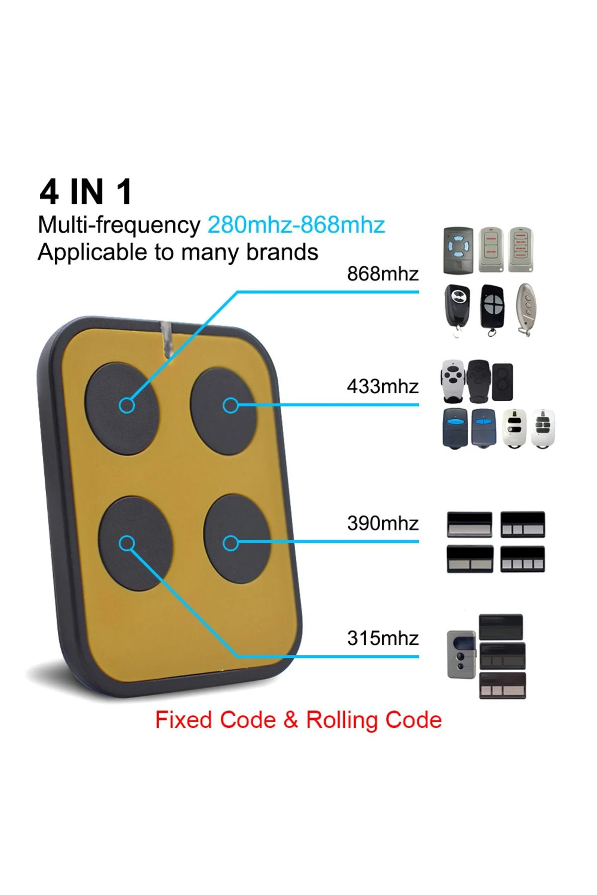 Scimagic-RC-MULTI Frekans 280-868mhz Evrensel Garaj Kapısı Uzaktan Kumandası 315 390 868 433.92 MHz Çift... 3