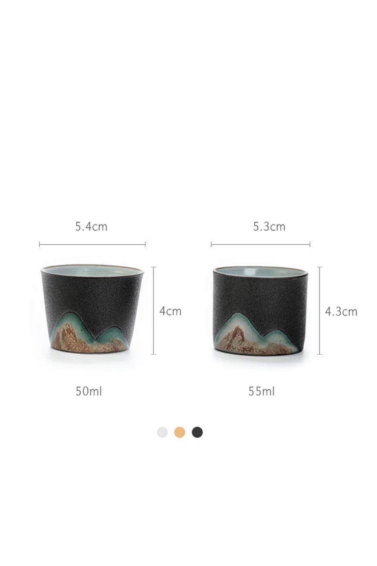 Choice-50ml/55ml Hand drawn mountain shape teacup Retro Ceramic Tea cup Kung Fu Tea Set Coffee Cup Small... 7