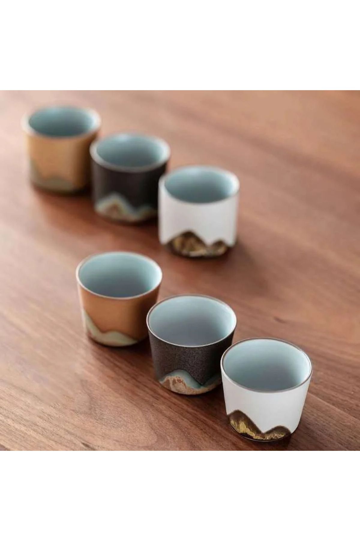 Choice-50ml/55ml Hand drawn mountain shape teacup Retro Ceramic Tea cup Kung Fu Tea Set Coffee Cup Small... 2