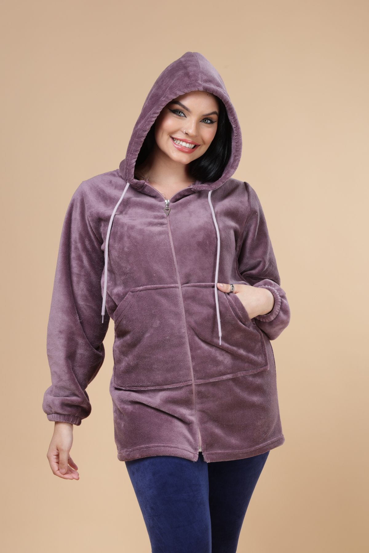 mervemoda-Set de 2 costume ultrasoft cu glugă pentru femei 7