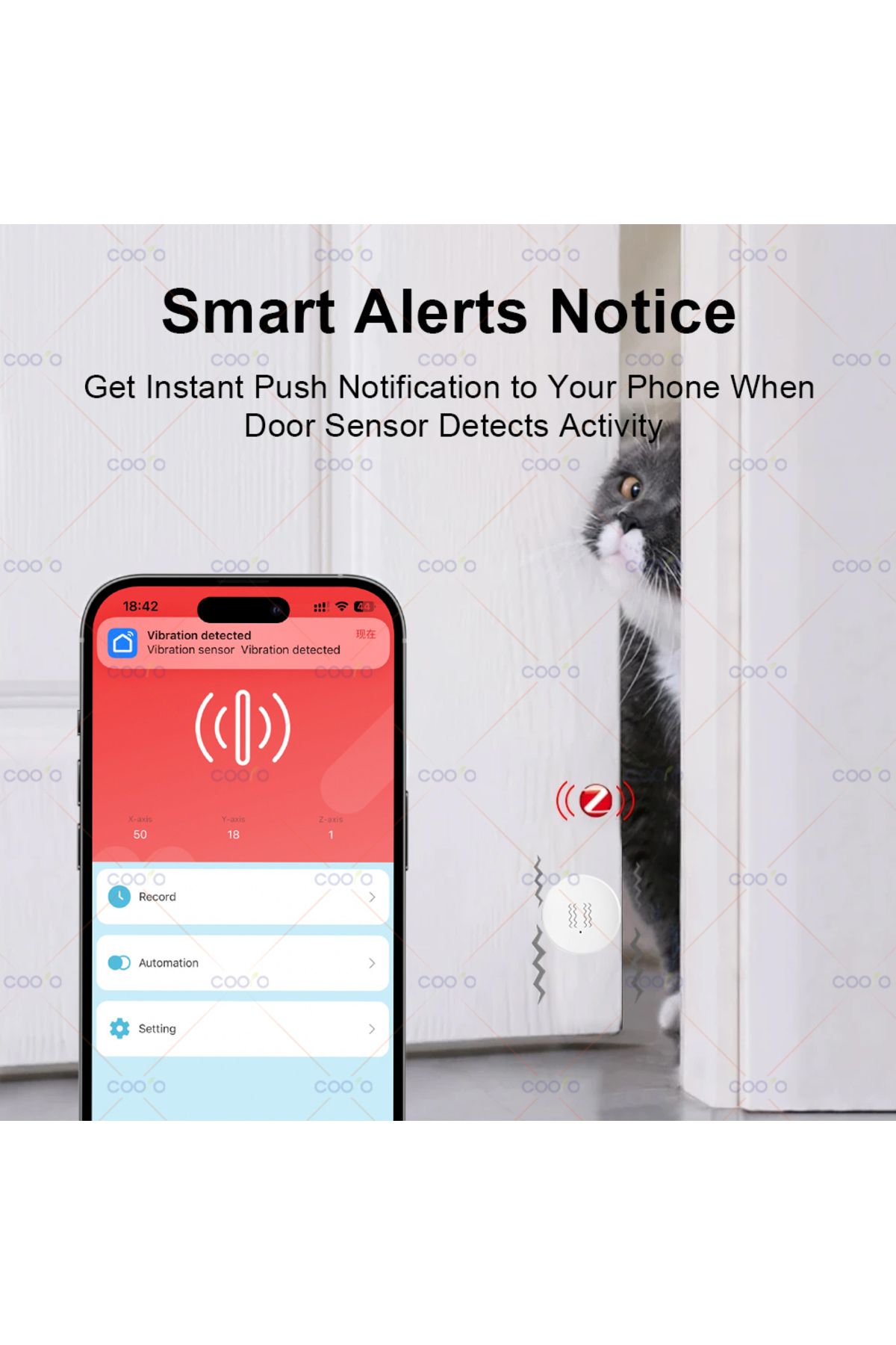 Choice-Tuya Smart Zigbee Vibration Sensor Detection Tilt XYZ Axis Sensor Shock Alarm Record App Notifica... 3