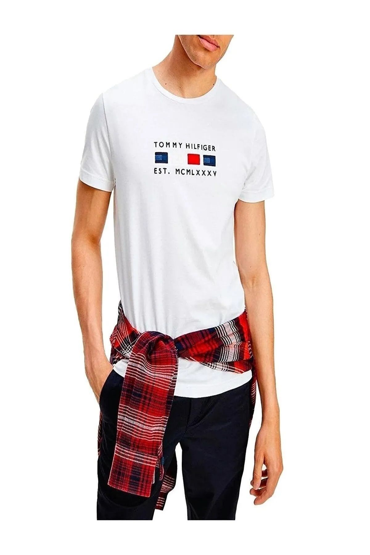 Hilfiger Denim __TommyHilfiger Organik Pamuk Erkek T-shirt Slim Fit