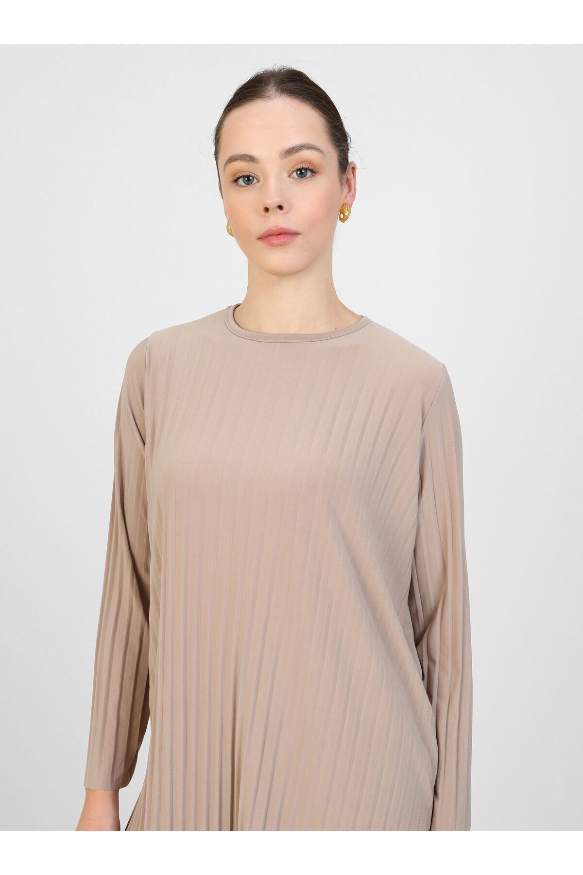 Refka-Beige Sandy Fabric Pleated Set - Refka 2