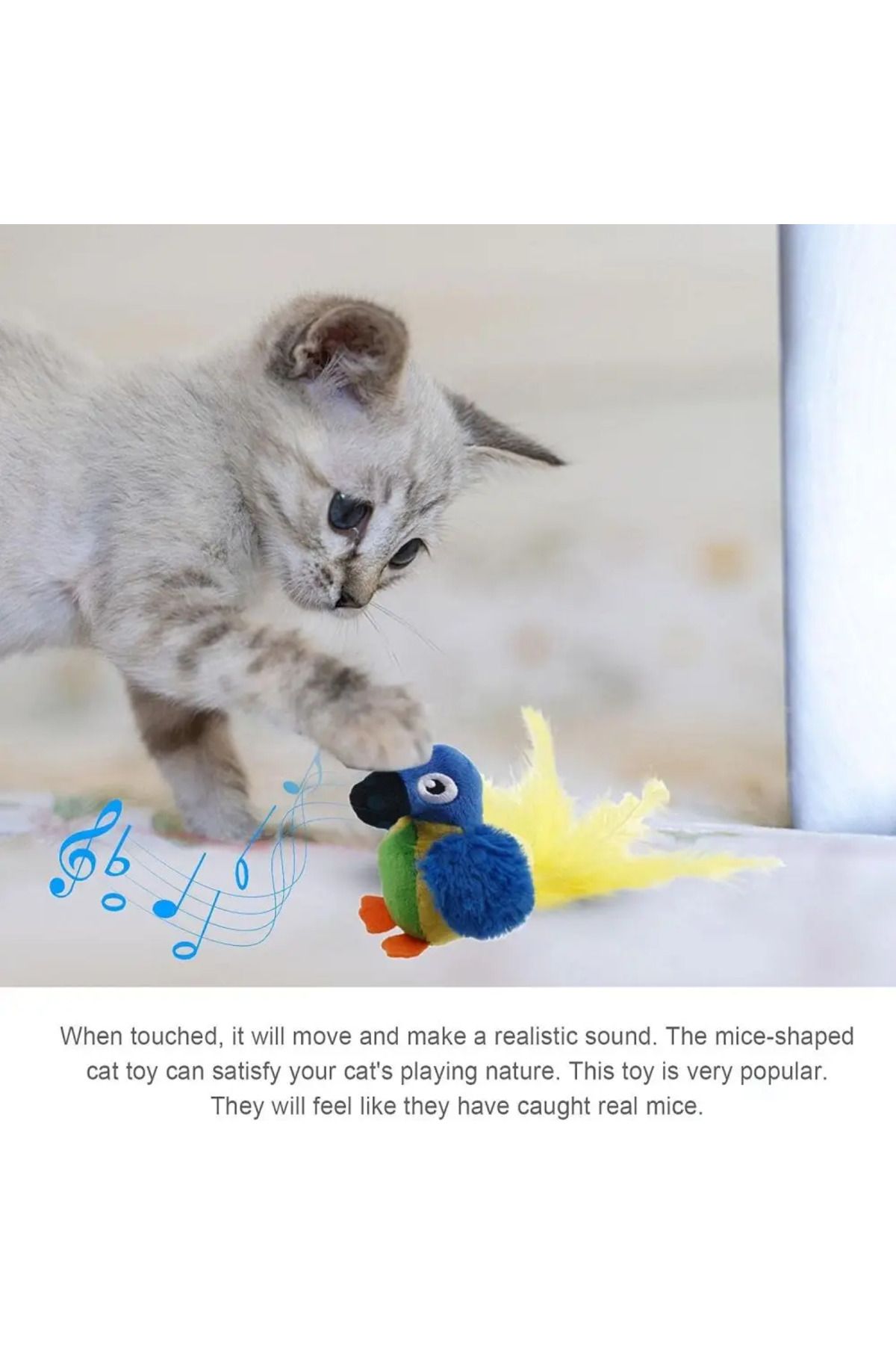 Choice-Interactive Cat Toys Flying Bird Cat Toy Flapping Wings Sparrow Catnip Toys Vivid Chirpi]ng Simul... 4