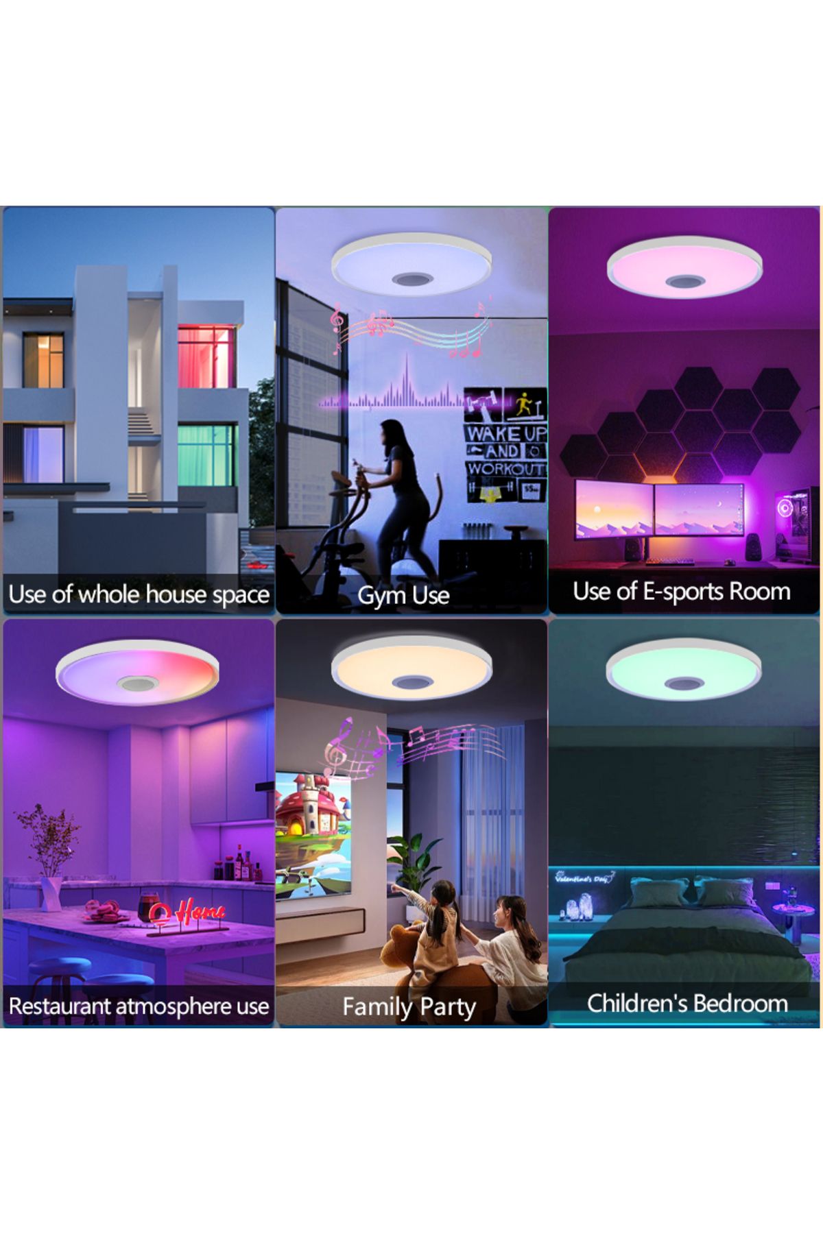 MARPOU-65W TUYA Smart APP Ceiling Lamp LED Music Light Speaker RGB Dimmer Remote Control Bluetooth WIFI ... 4