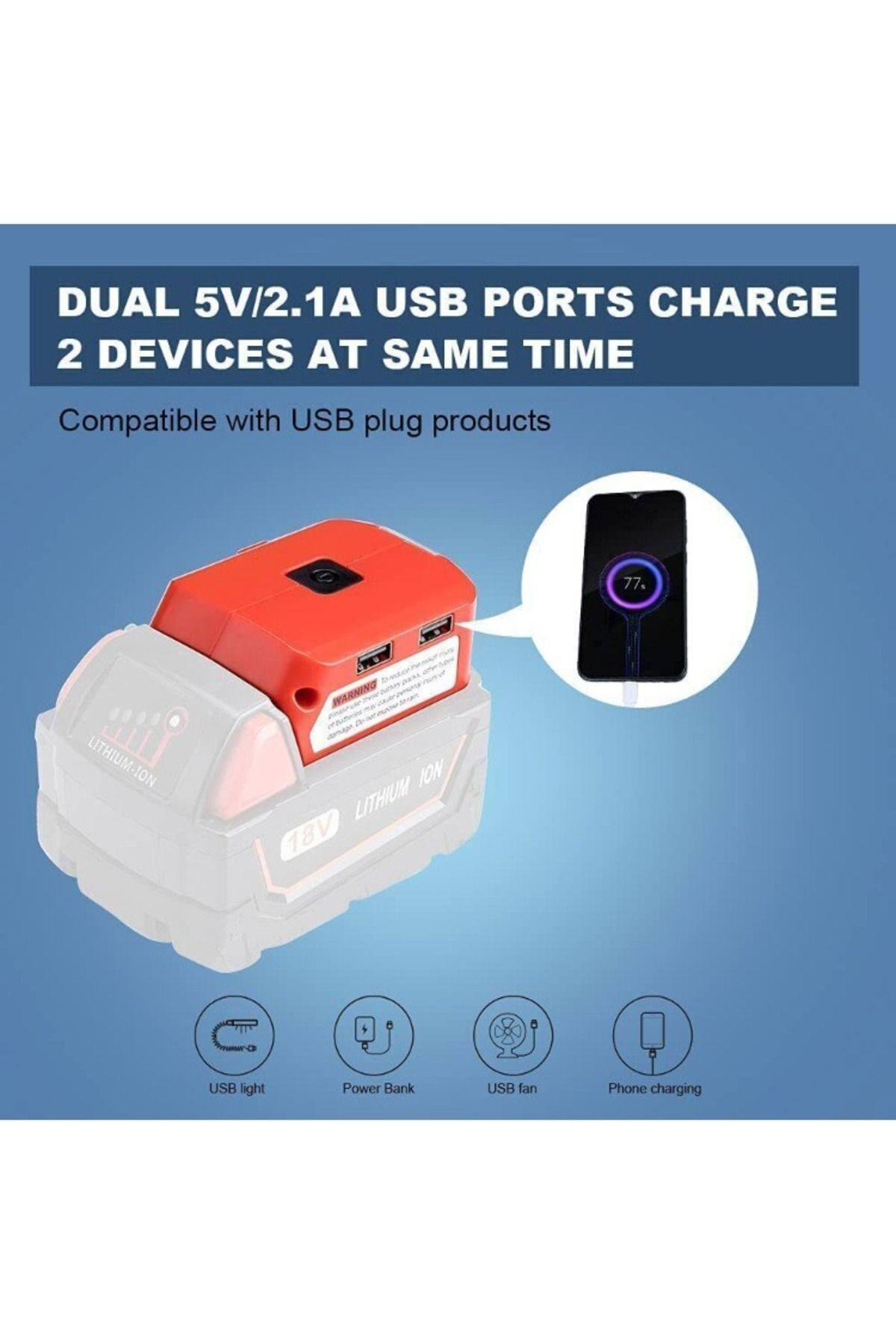 Choice-Battery Adapter for Milwaukee 18V Li-ion Battery Power Source with Dual USB 5V/2.1A 3W LED Work L... 8