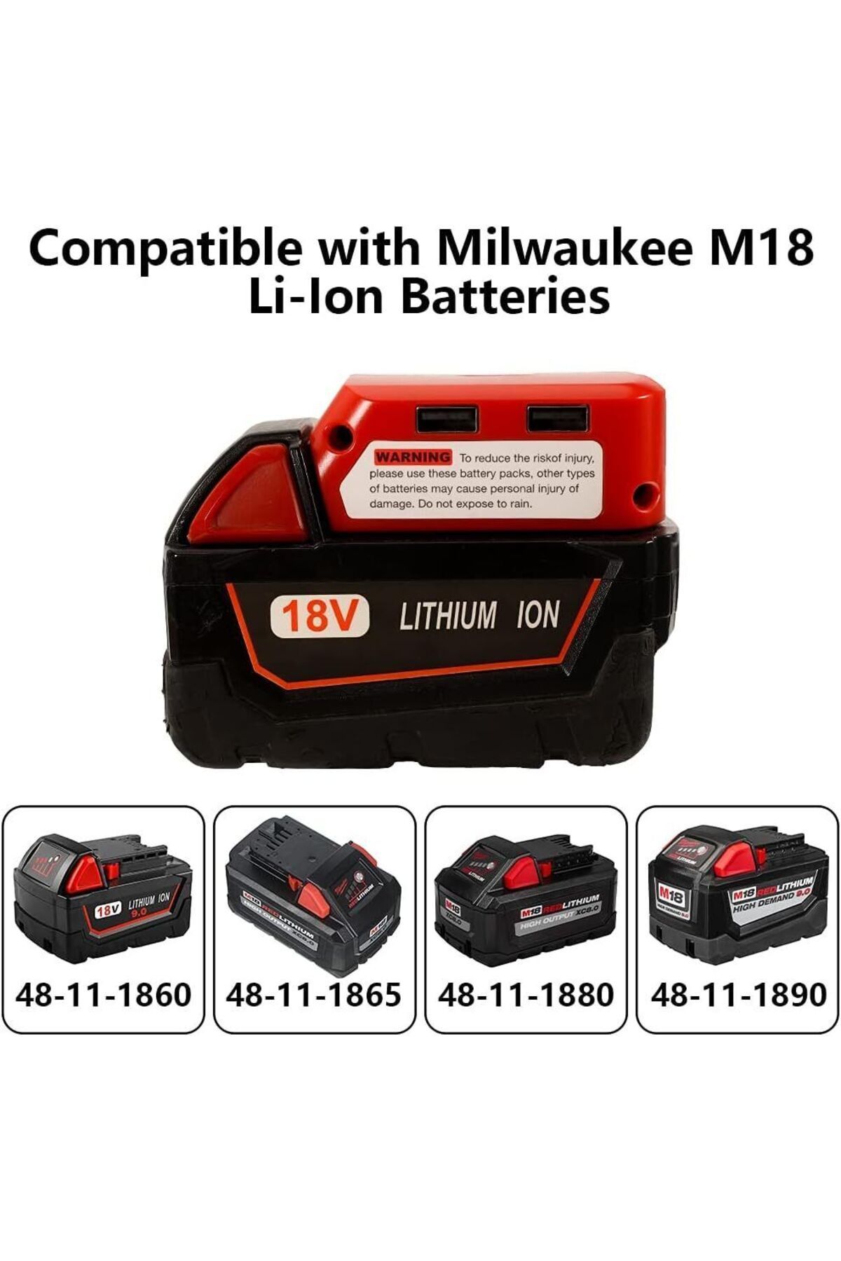 Choice-Battery Adapter for Milwaukee 18V Li-ion Battery Power Source with Dual USB 5V/2.1A 3W LED Work L... 3