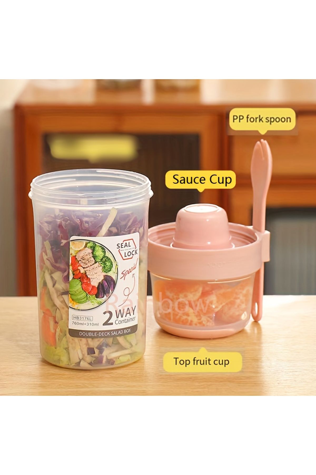 Choice-Breakfast Oatmeal Cereal Nut Yogurt Salad Cup Seal Container Set with Fork Sauce Cup Lid Bento Tu... 7