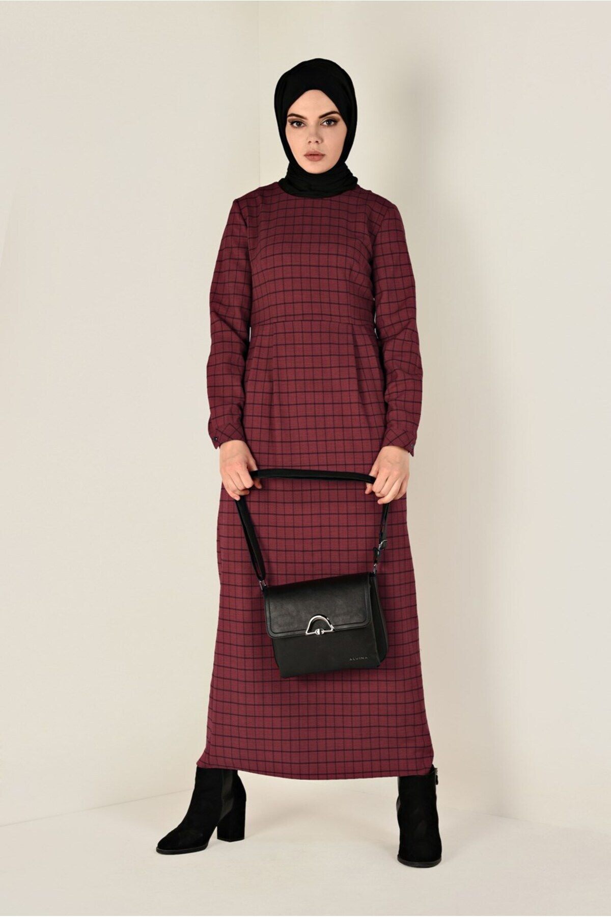 آلوینا پیراهن جیب‌دار طرح‌دار مربعی ۴۸۳۲