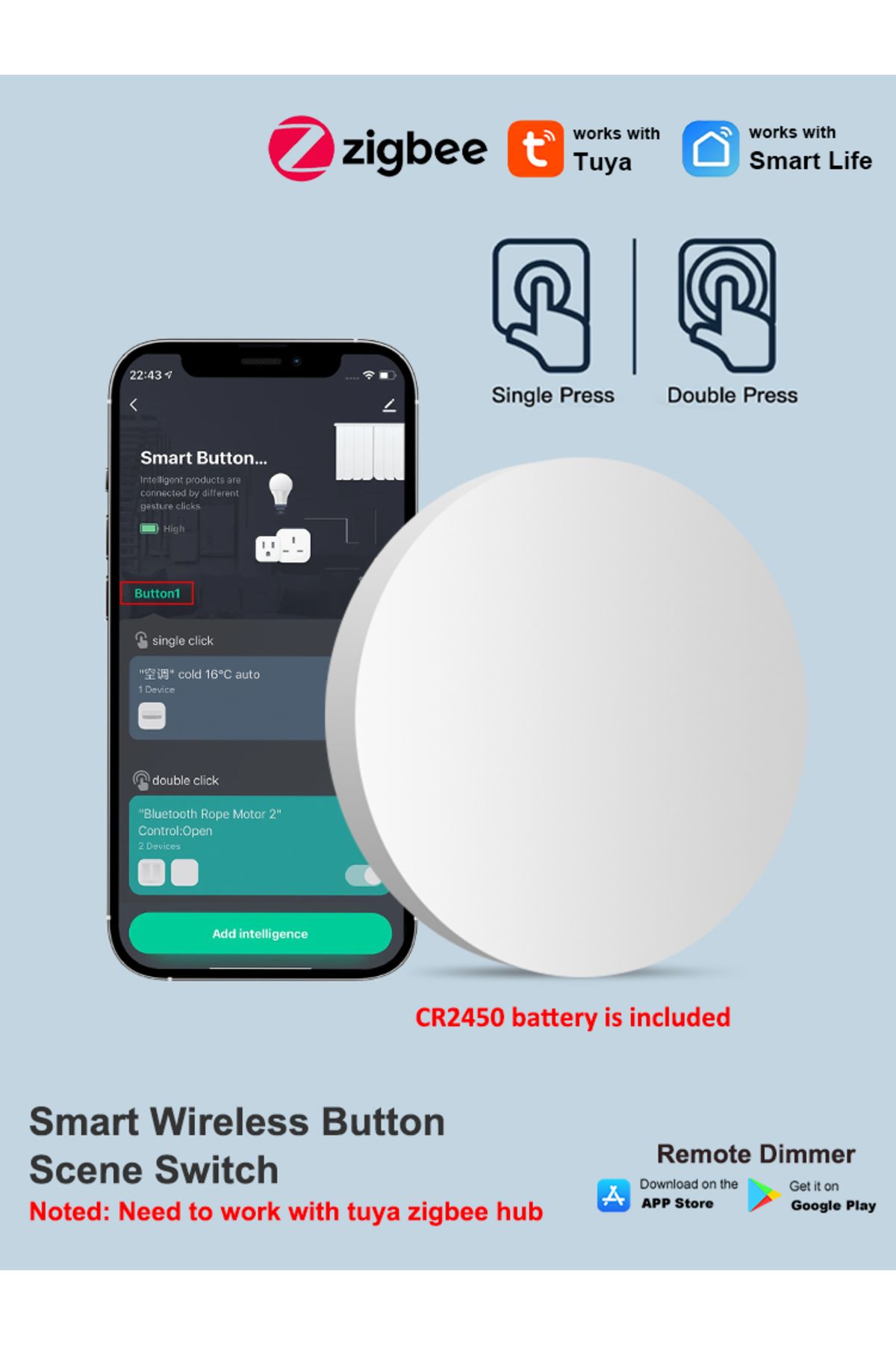 Choice-Tuya ZigBee Wireless Scene Switch Push Button Automation Scenario Controller Battery Powered Inte... 7