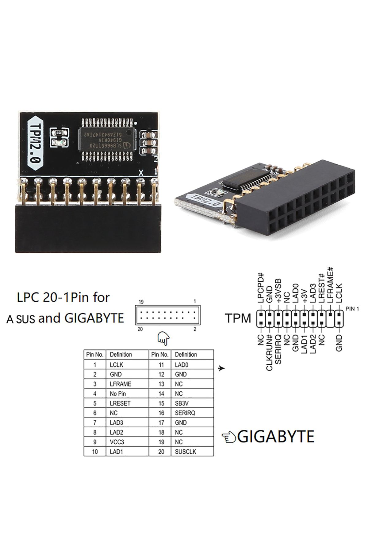 Choice-TPM 2.0-9665 Encryption Security Module Pitch LPC TPM GA 20-1 GC-TPM2.0 For ASUS Gigabyte Motherb... 4