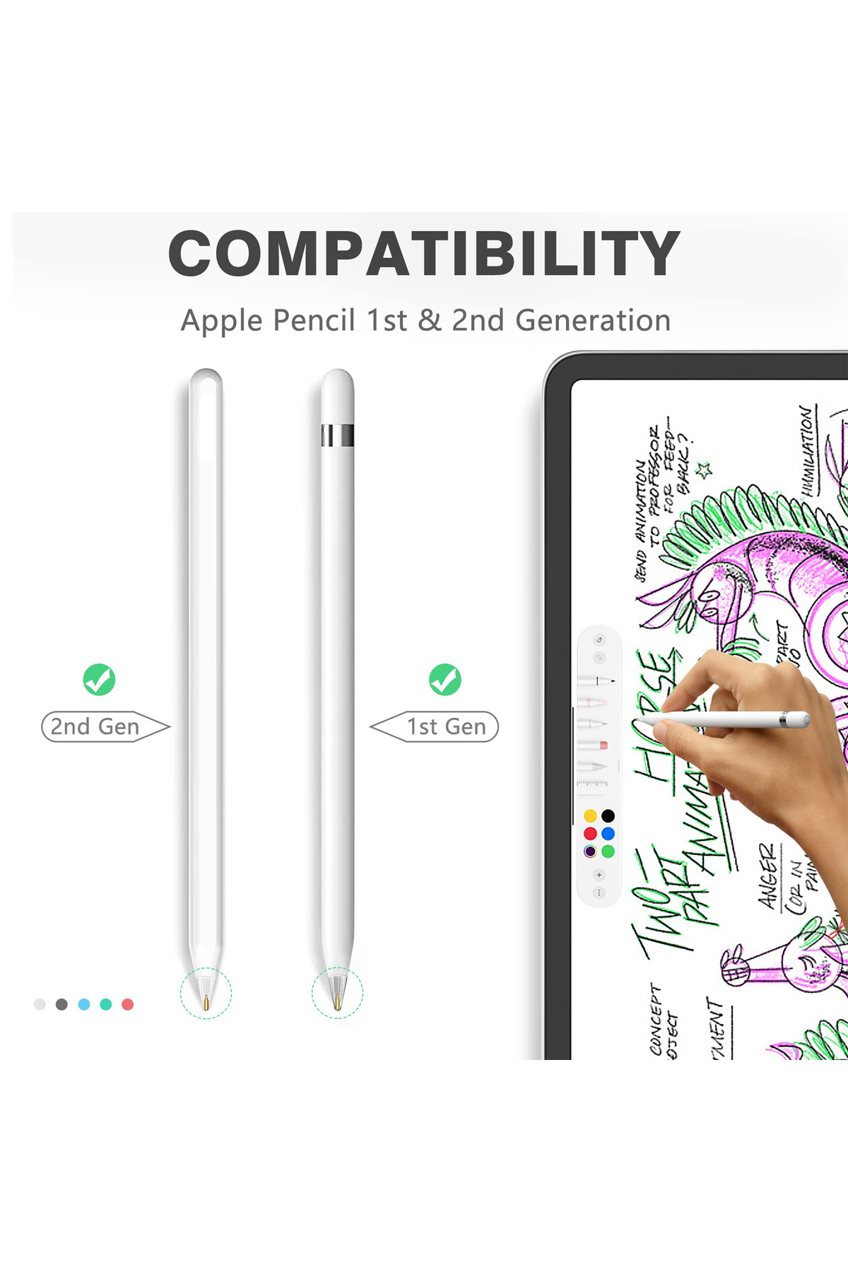 Choice-Apple Pencil 2Nd Generation and 1St Generation Fine Tip Metal Tip 5-Piece Transparent Pen Tip Pack,... 5