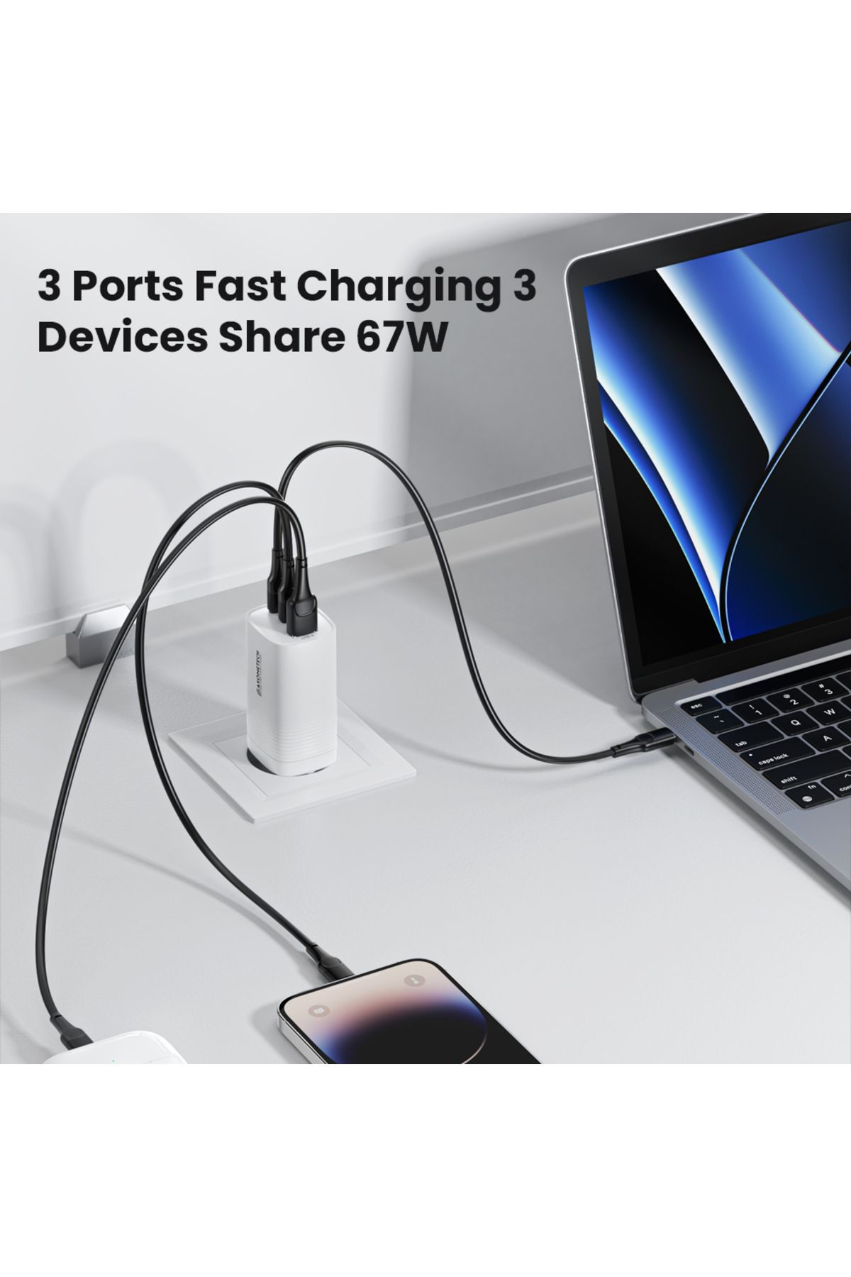 ASOMETECH-67W GaN Fast Charging Type C Charger for iPhone Xiaomi USB Type C High Speed PD Charge for Samsun... 3