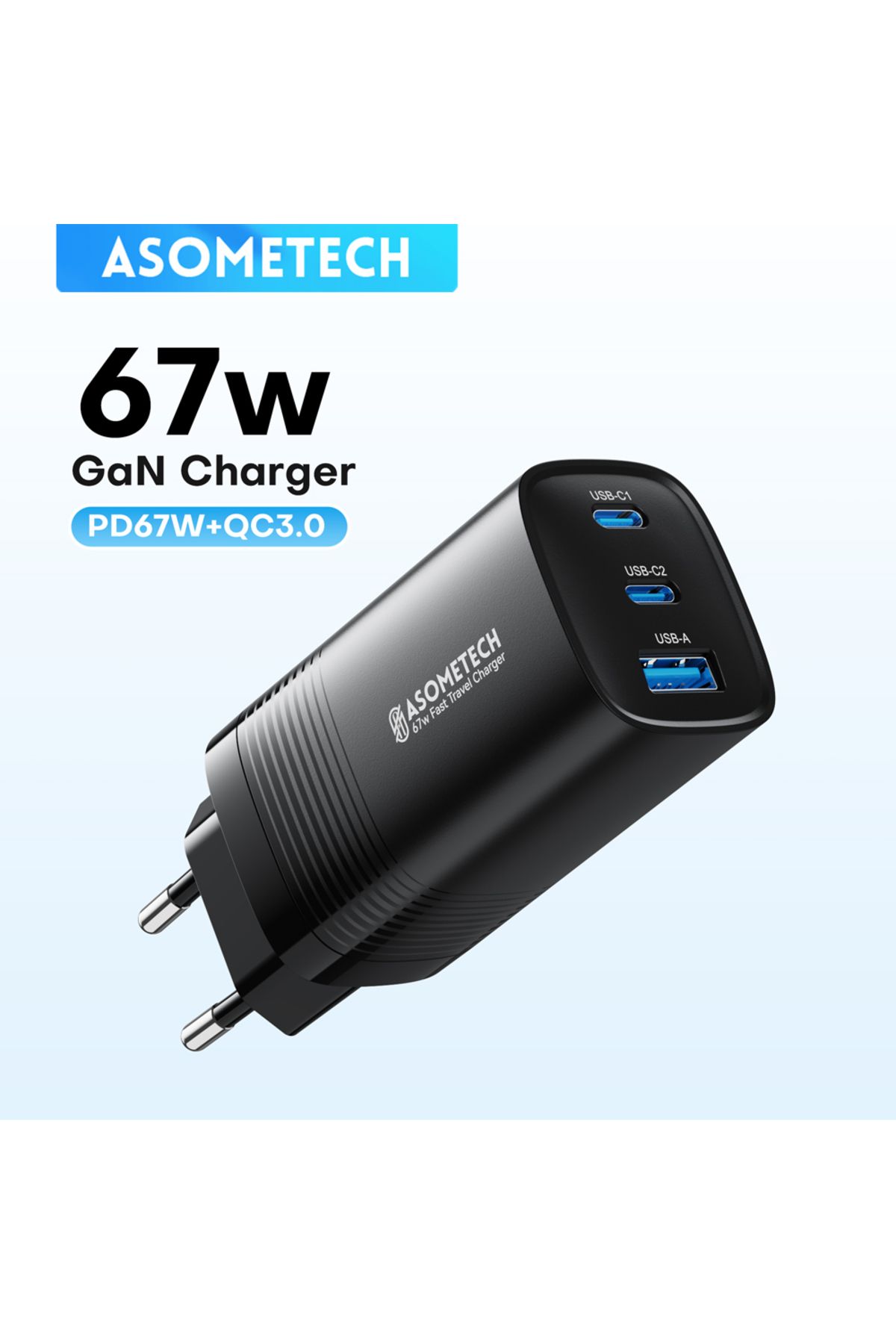 ASOMETECH-67W GaN Fast Charging Type C Charger for iPhone Xiaomi USB Type C High Speed PD Charge for Samsun... 2