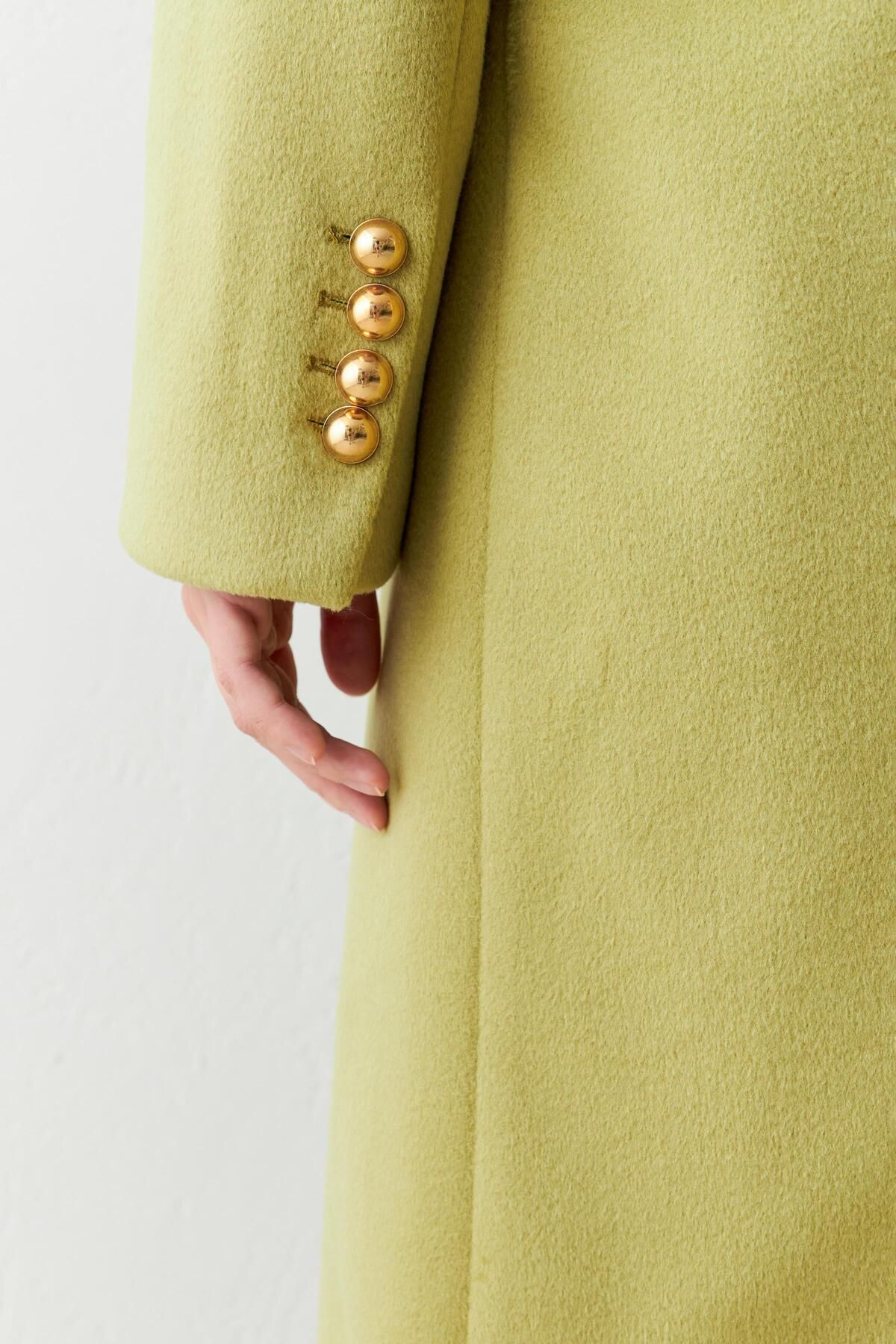 Setre-Light Green Midi Coat with Pocket and Button Detail 2