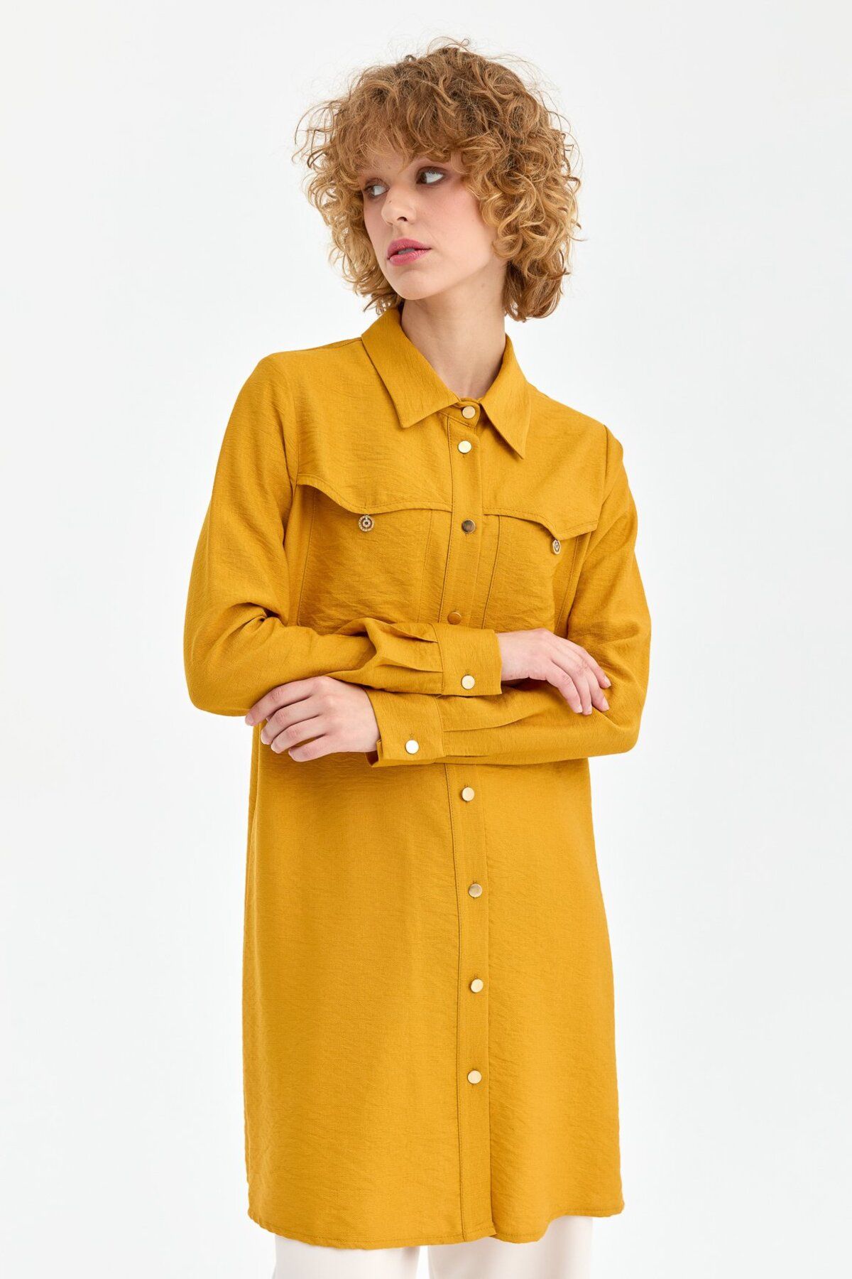 Esswaap-Mustard Tunic - Pocket and Accessory Detailed 5