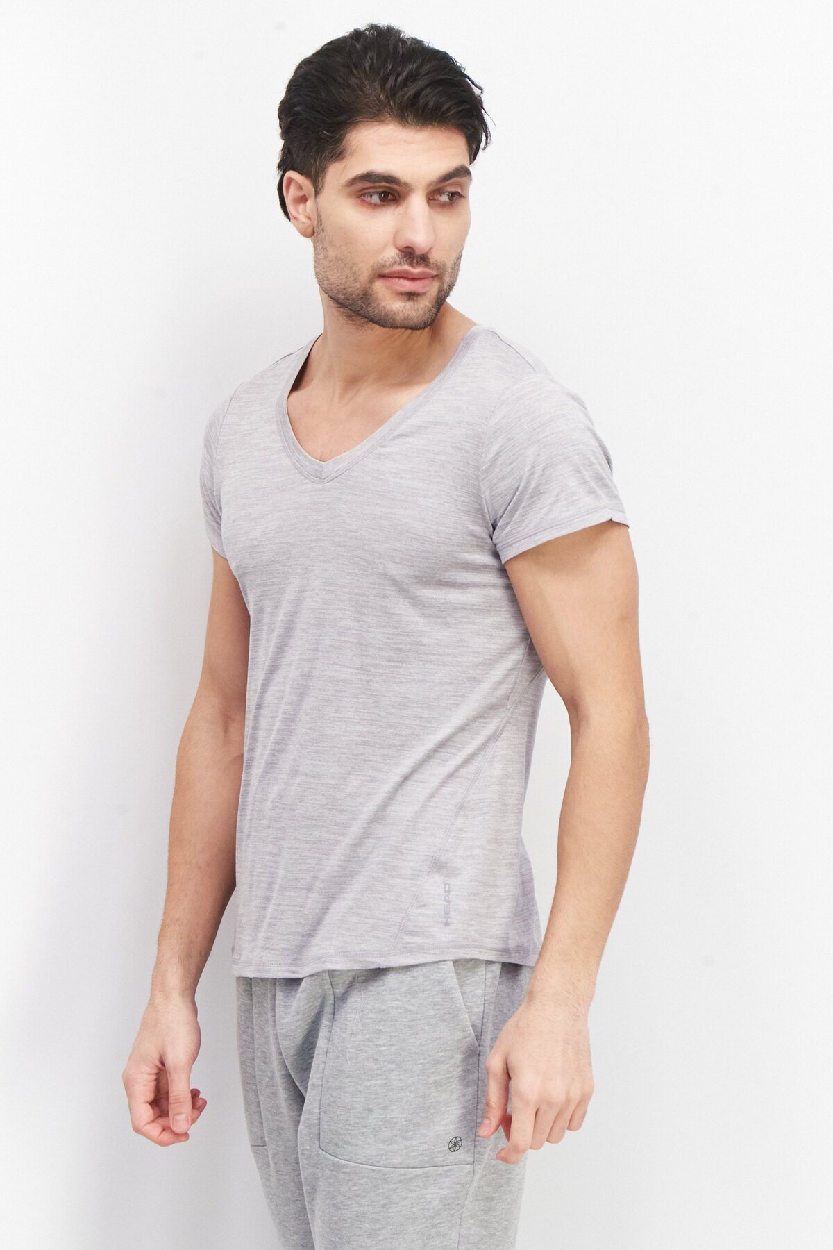 Head-Men Sportswear Fit Short Sleeve Training Heather T-Shirt, Grey 4