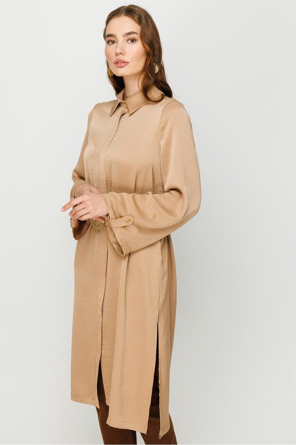 Esswaap-Zipper Closure Mesh Belted Rescue Tunic Mink 8