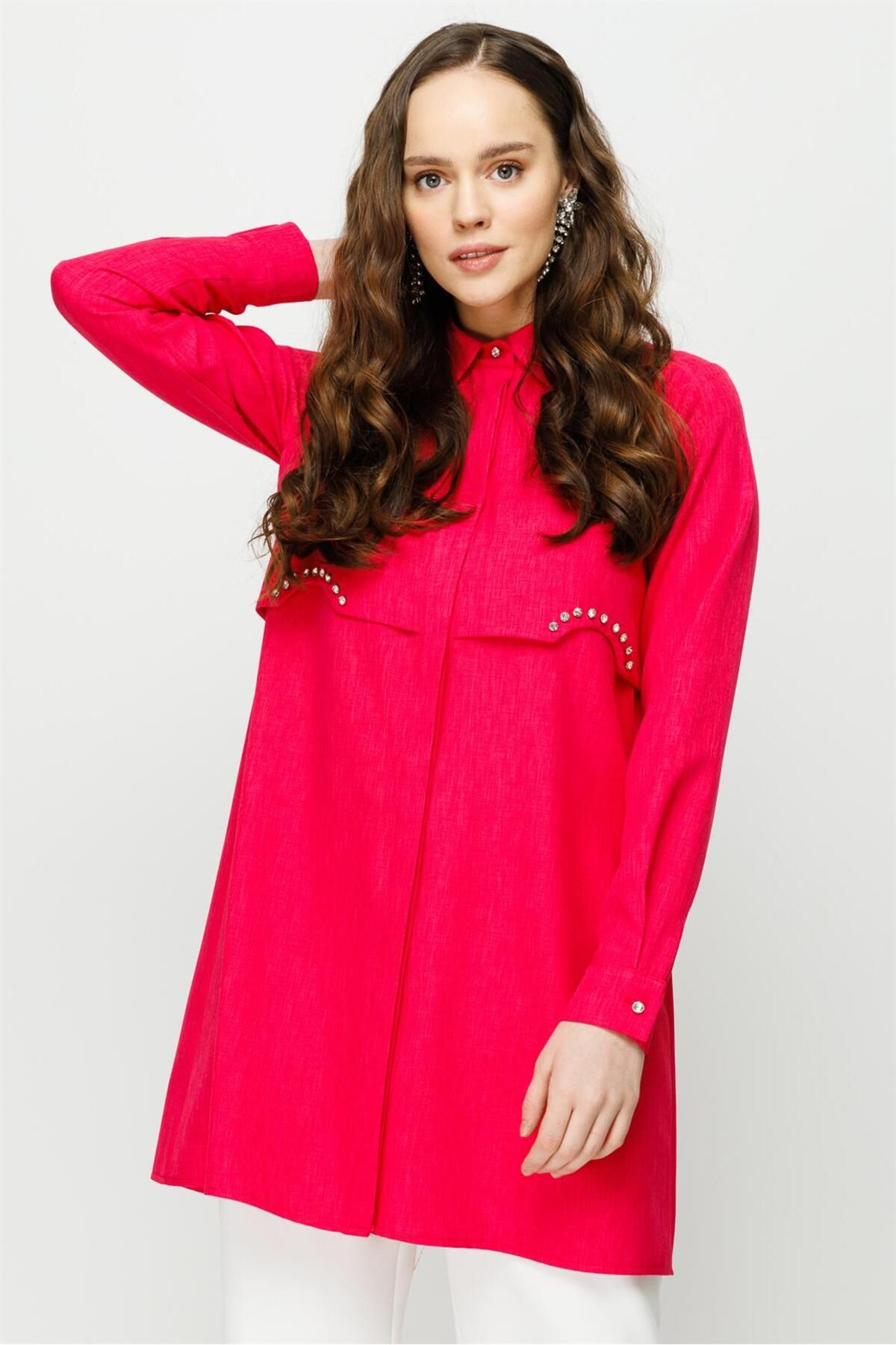 Esswaap-Fuchsia Tunic - Stone Detailed and Allerli 3