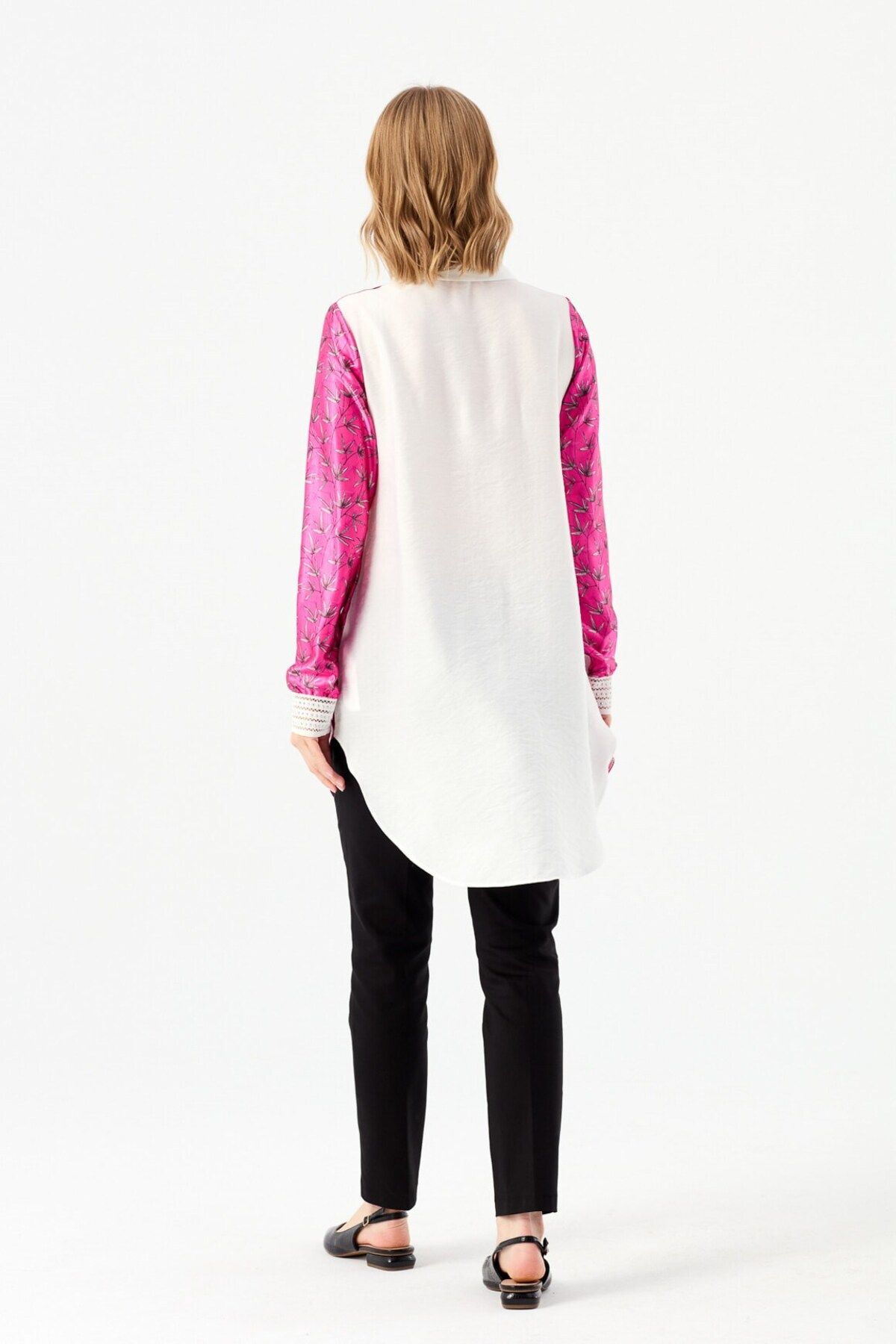 Esswaap-Flower Pattern Printed Tunic Fuchsia 5