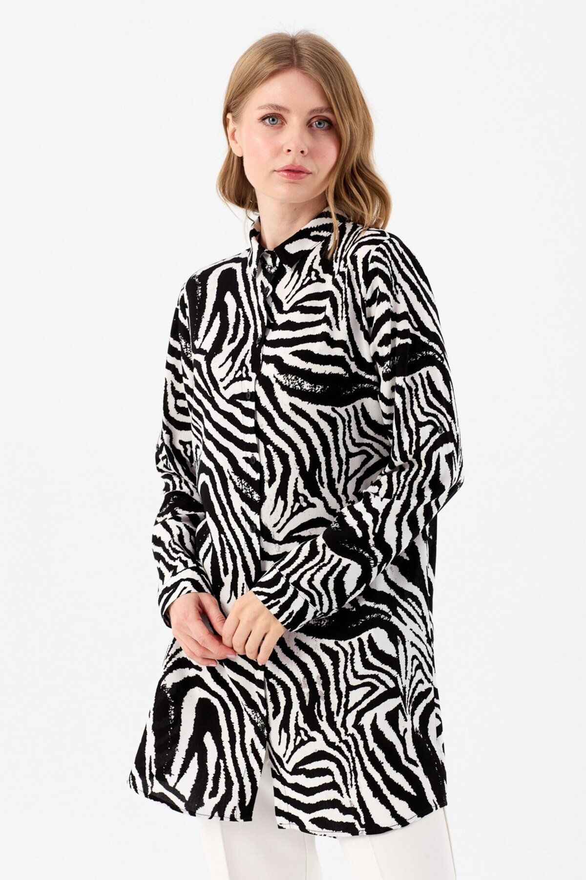 Esswaap-Ecru Tunic - Zebra Pattern 2
