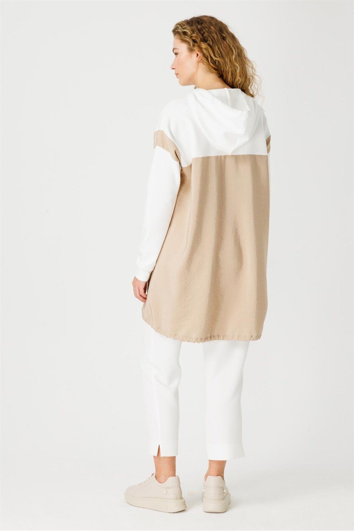 Esswaap-Ecru Tunic - Fabric Garnish and Hoodie 5